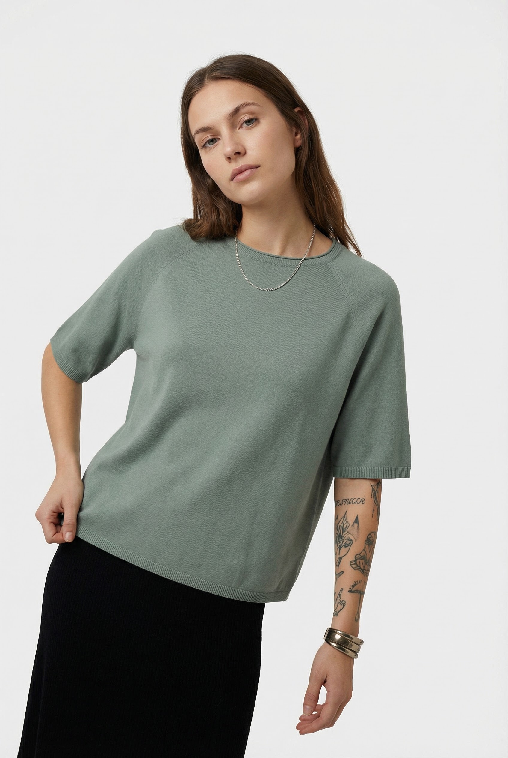 Image of ONLY CARMAKOMA Rundhalspullover "CARLOYAL LIFE 2/4 O-NECK PULLOV KNT NOOS" Kunstfaser