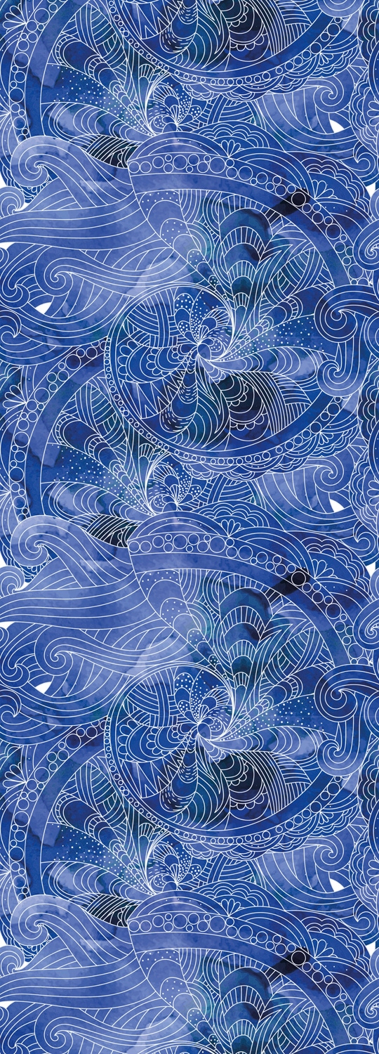 Image of queence Vinyltapete "Muster-Blau" Motiv bedruckt botanisch floral gemustert natürlich glatt 90x250cm, selbstklebend, kinderleichte Anbringung, Sticker