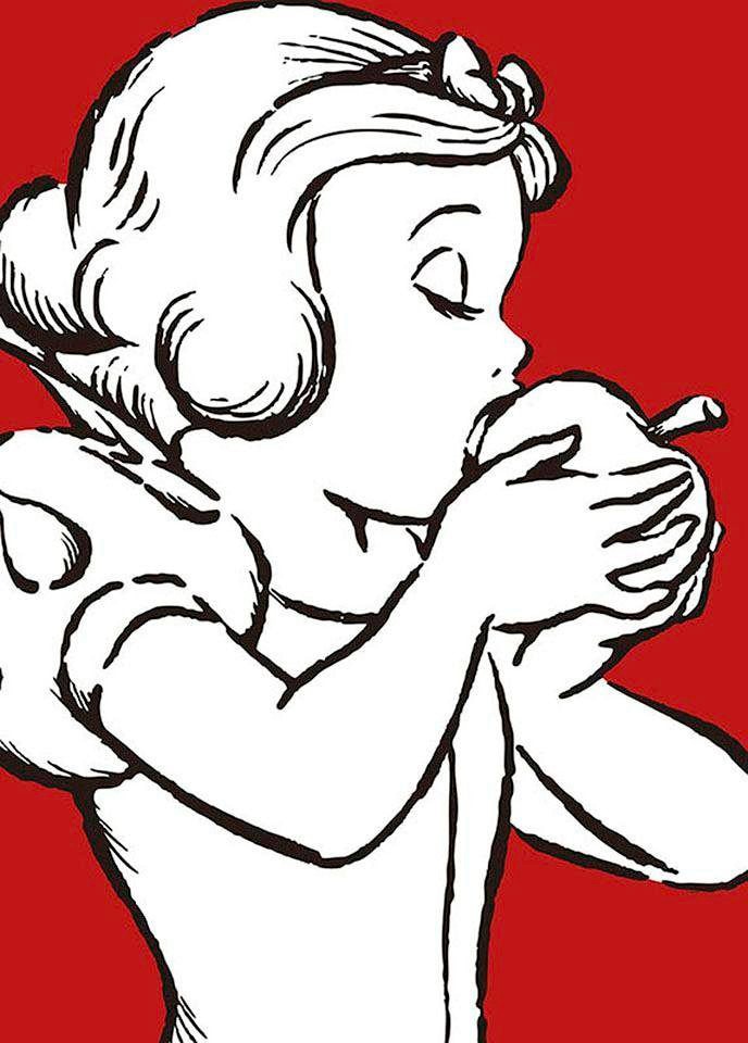 Image of Komar Bild "Snow White Apple Bite - red" Disney 1 Stk. tlg. Wandbild zur Dekoration im Kinderzimmer - ohne Rahmen