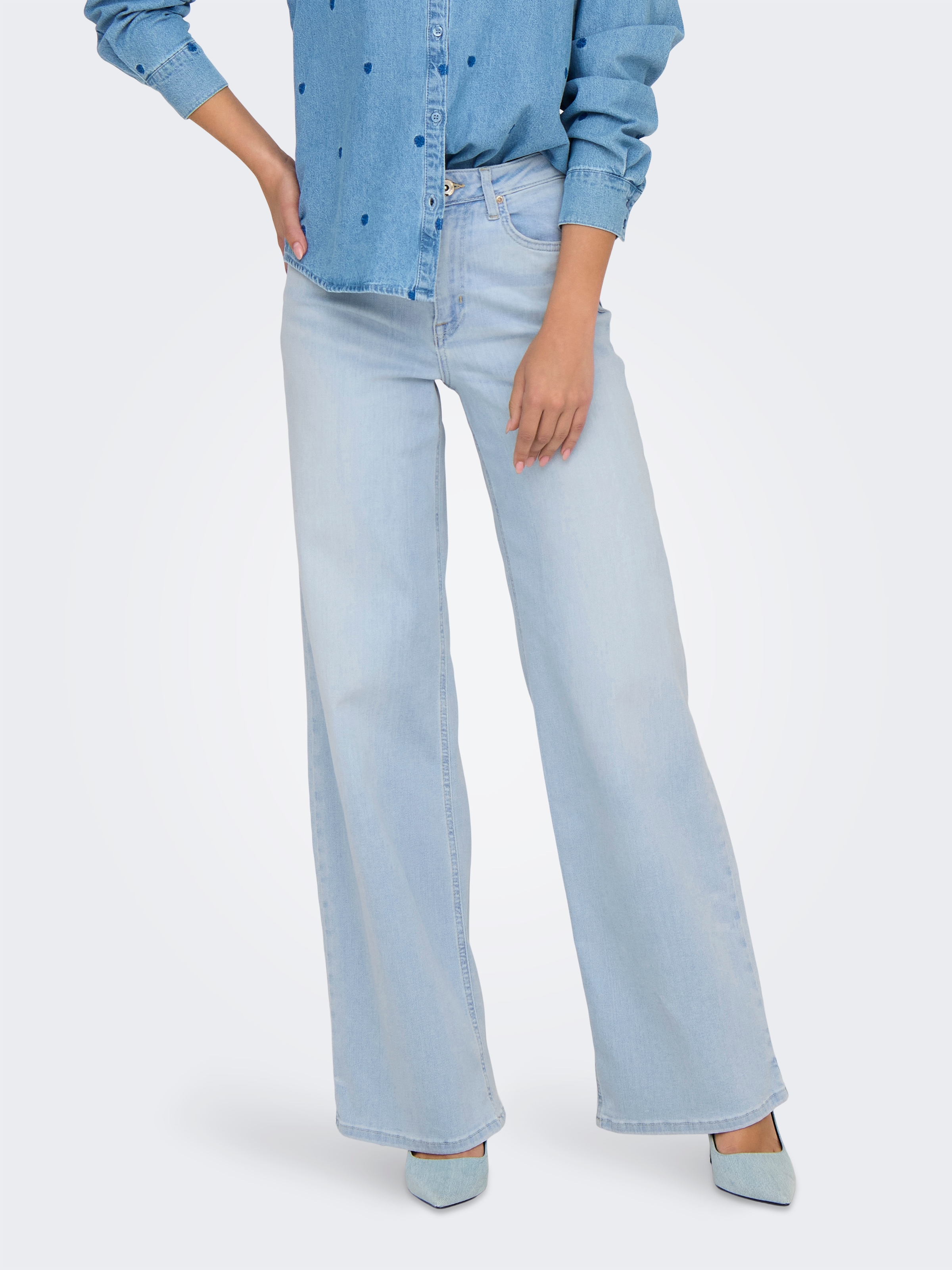 Image of ONLY High-waist-Jeans "ONLMADISON BLUSH HW WIDE DNM CRO495 NOOS" 5-Pocket Style