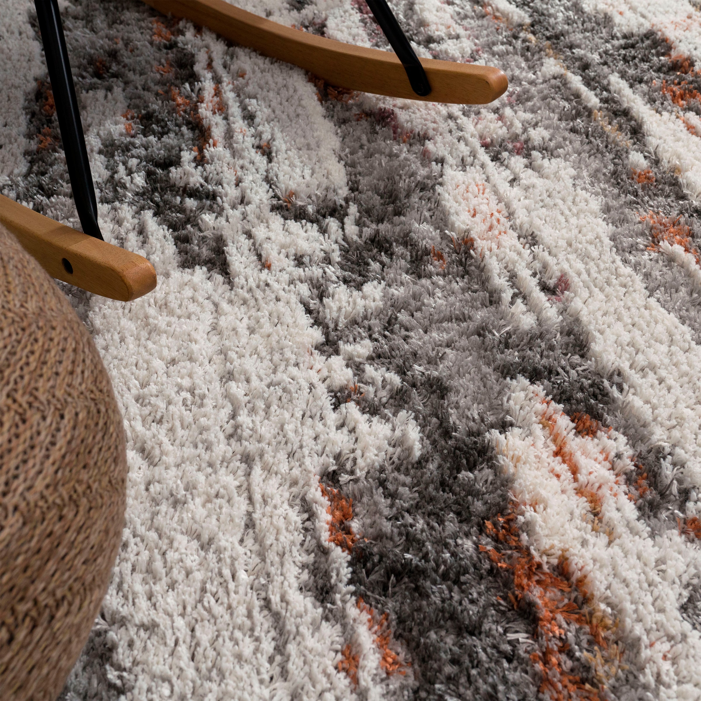 Paco Home Hochflor-Teppich »Vincenza 283« rechteckig 34 mm Höhe kuschelig, modernes Streifen Design, Hoch-Tief Effekt, Used Look