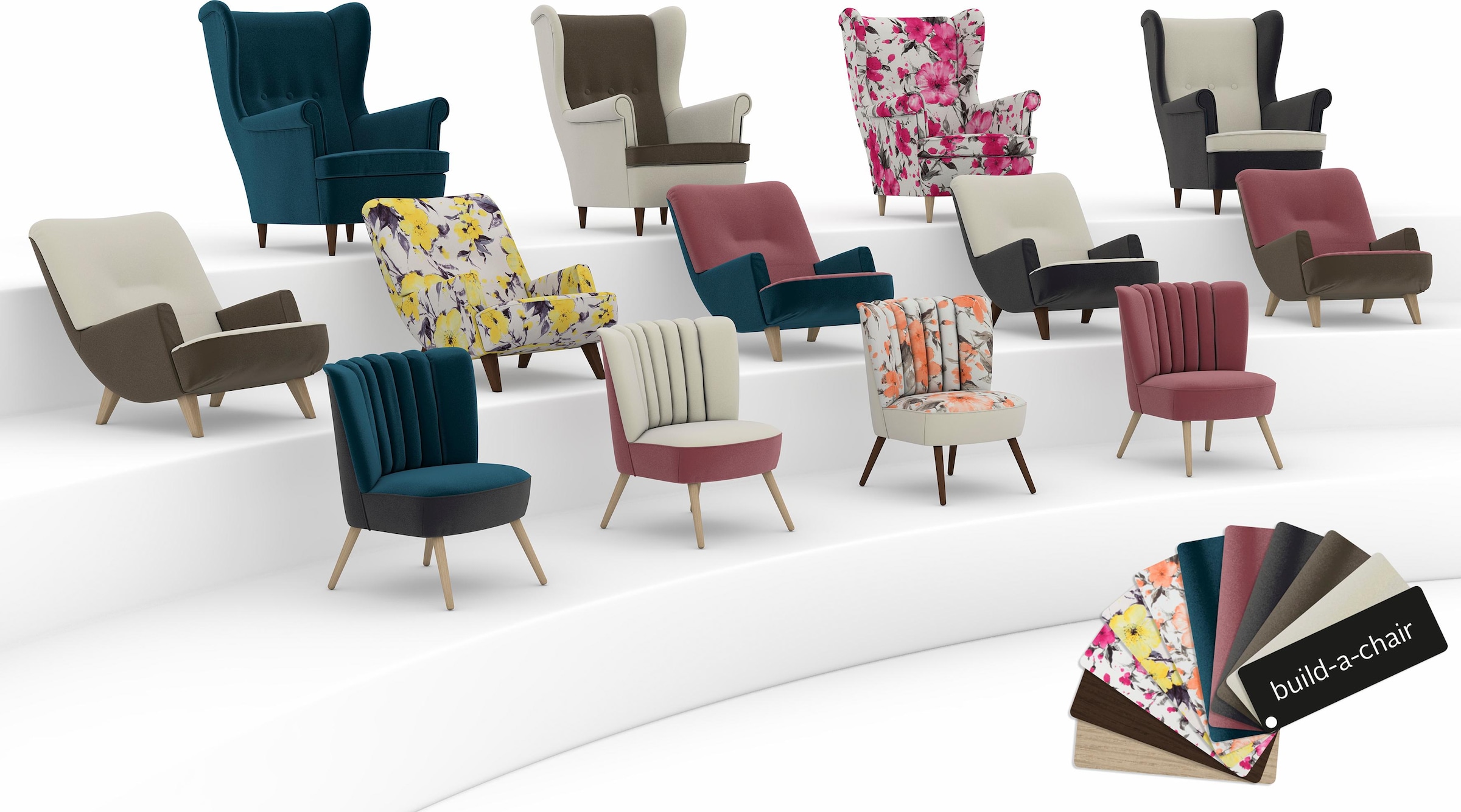 Max Winzer® Loungesessel »build-a-chair Borano aussergewöhnlicher Sessel, tolle Farbkombinationen«, modern im Retrolook, zum Selbstgestalten
