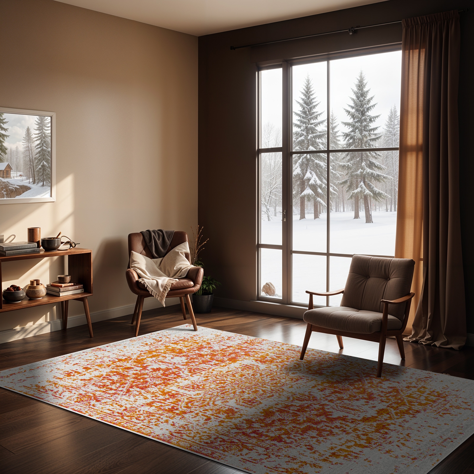 Livabliss »SYRACUSA« rechteckig 11 mm Höhe Kurzflor Orientteppich, Wohnzimmer, Schlafzimmer, Orange