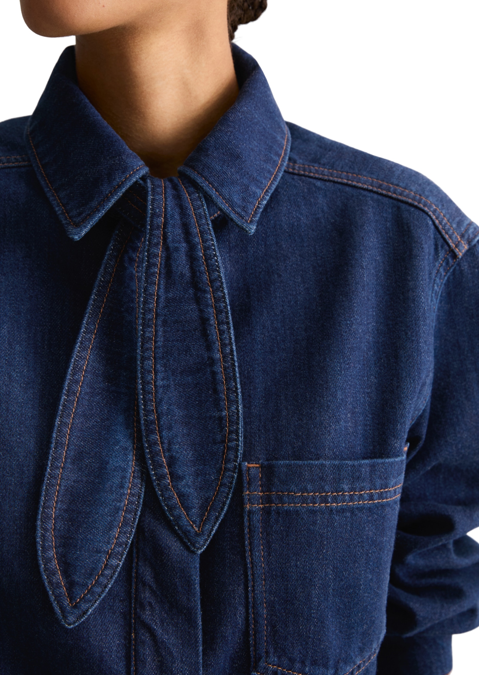 Image of Marc OPolo DENIM Jeansbluse cropped made with Orange Fiber