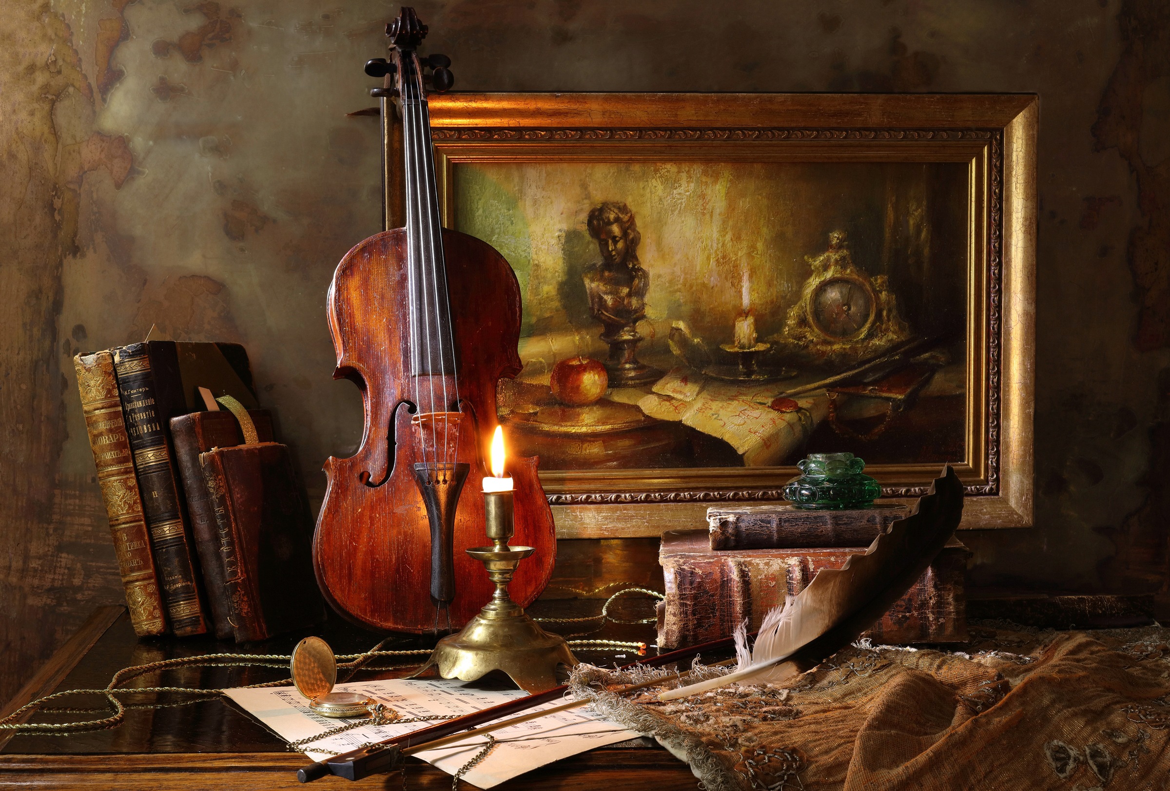 Image of Papermoon Fototapete »Photo-Art ANDREY MOROZOV, STILLLEBEN MIT VIOLINE UND MALEREI«, Vliestapete, hochwertiger Digitaldruck, inklusive Kleister bei Ackermann Versand Schweiz
