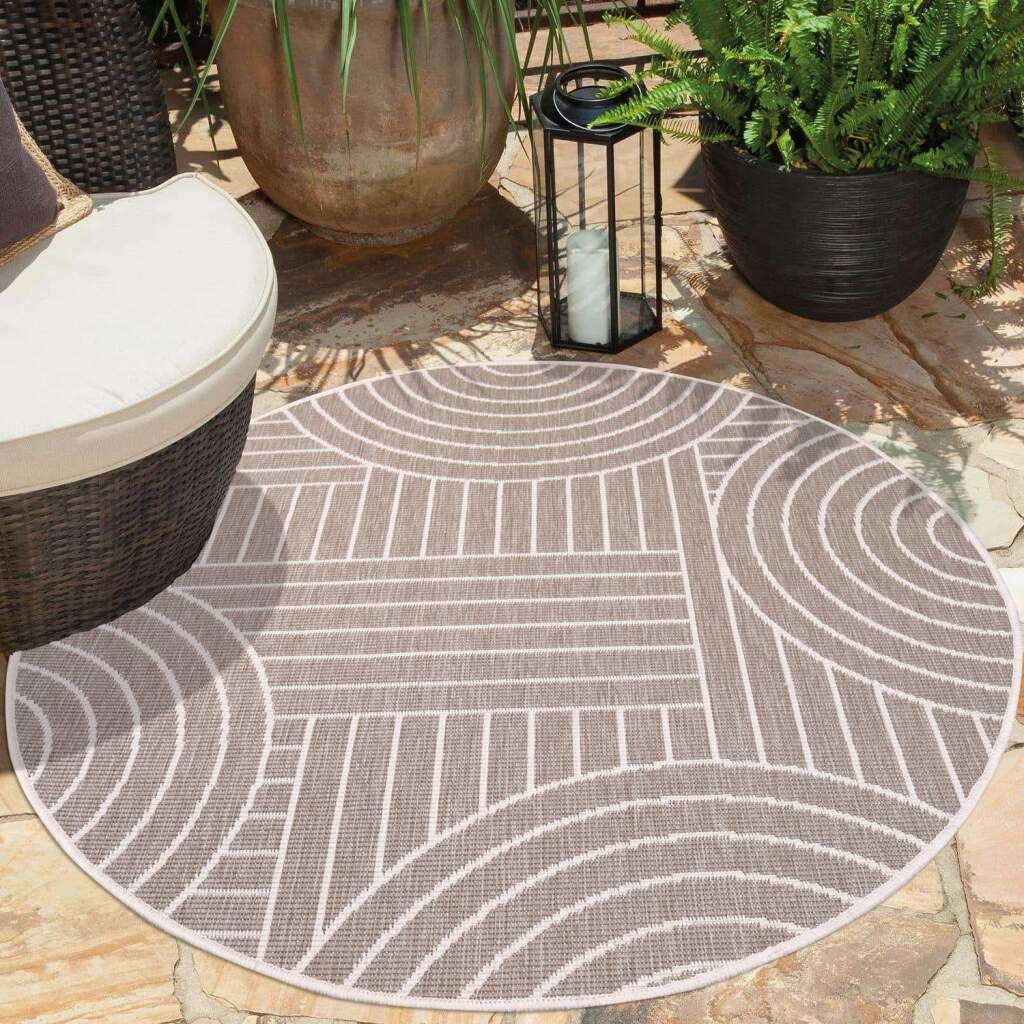 Carpet City Outdoorteppich »DUO RUG 5842« rund 5 mm Höhe Wendeteppich Wetterfest In- & Outdoor, Balkon, Terrasse, Wohnzimmer