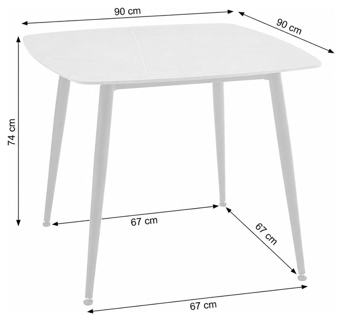 GOODproduct Esstisch »Nora« 1 Stk. tlg. organisch-quadratischer Tisch 90x90cm in Sinterstein-Keramikoptik