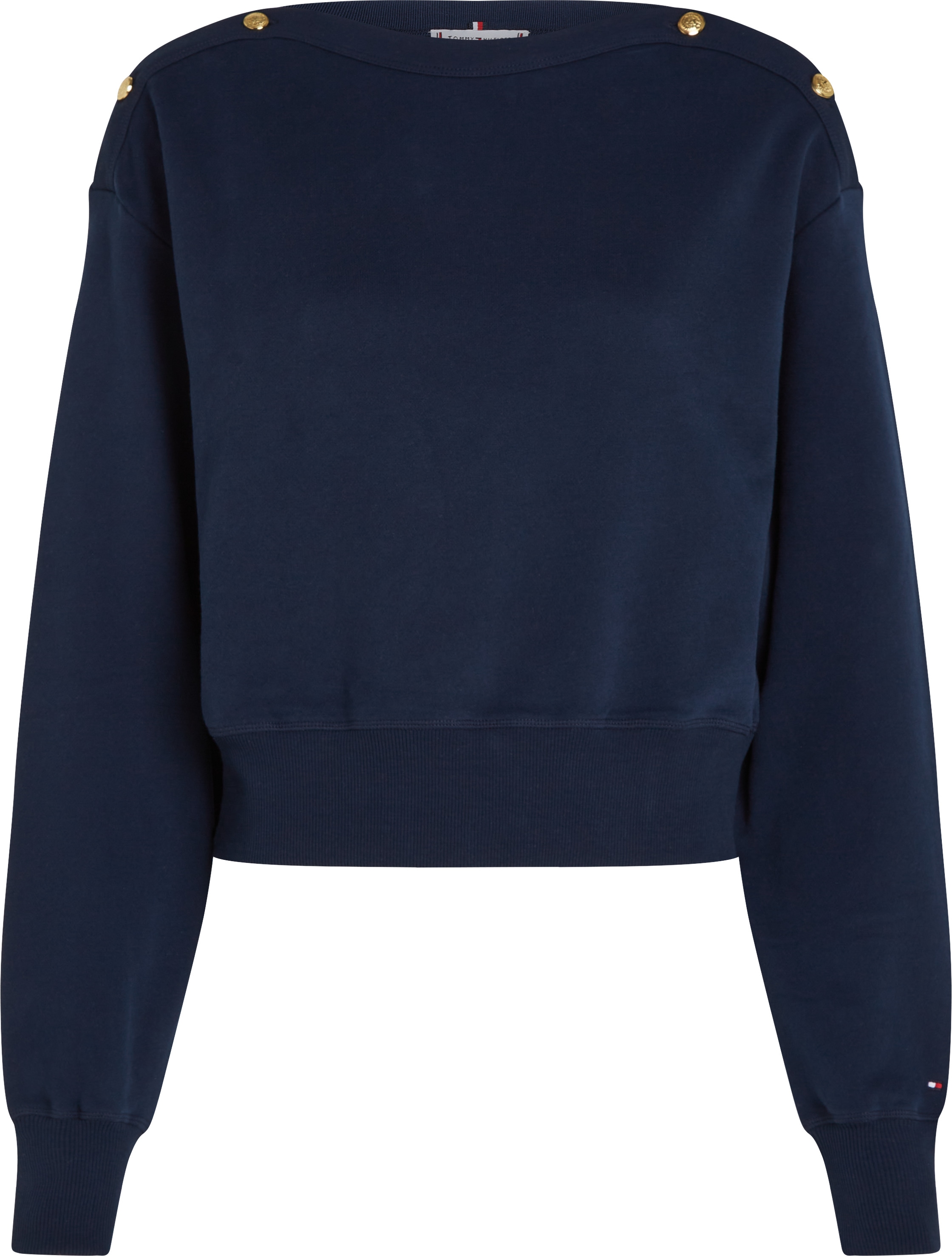 TOMMY HILFIGER Curve Sweatshirt »CRV GOLD BTN BOAT-NK SWTSHRT«, in Grossen Grössen, mit goldfarbenem Knopf,...