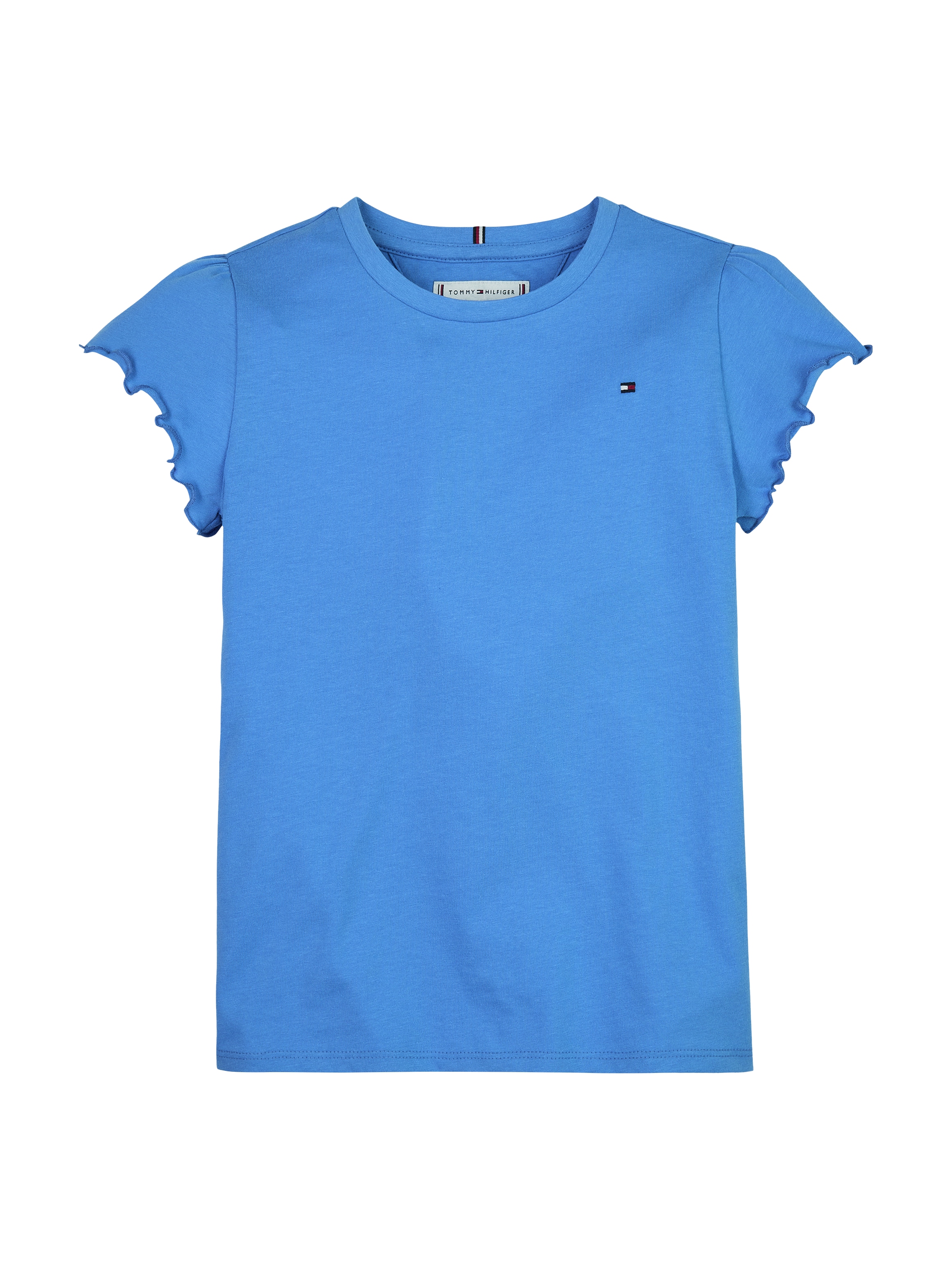 Tommy Hilfiger T-Shirt »ESSENTIAL RUFFLE SLEEVE TOP«, mit gewelltem Saum