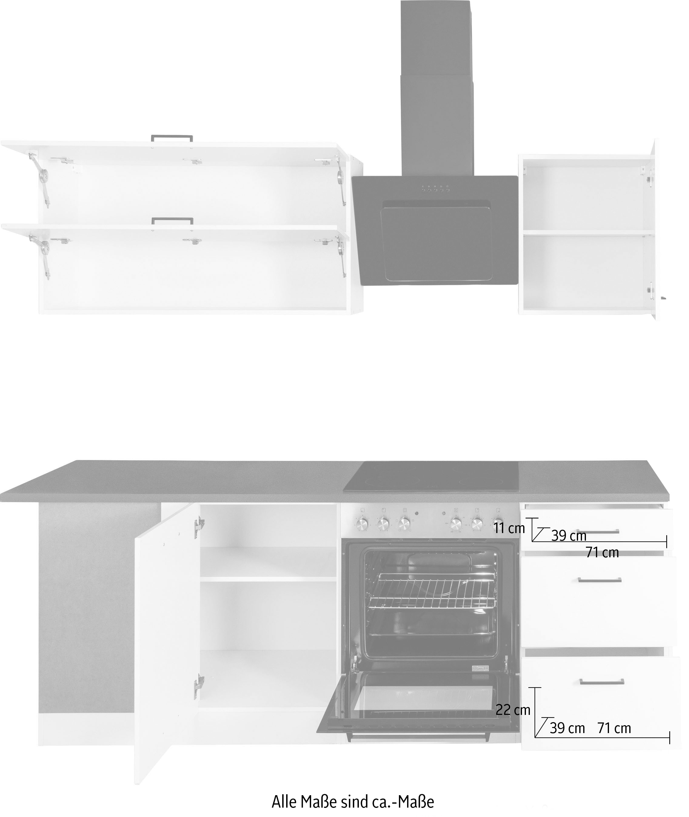 KOCHSTATION Winkelküche »KS-Trier« ohne E-Geräte, Stellbreite 220/220 cm