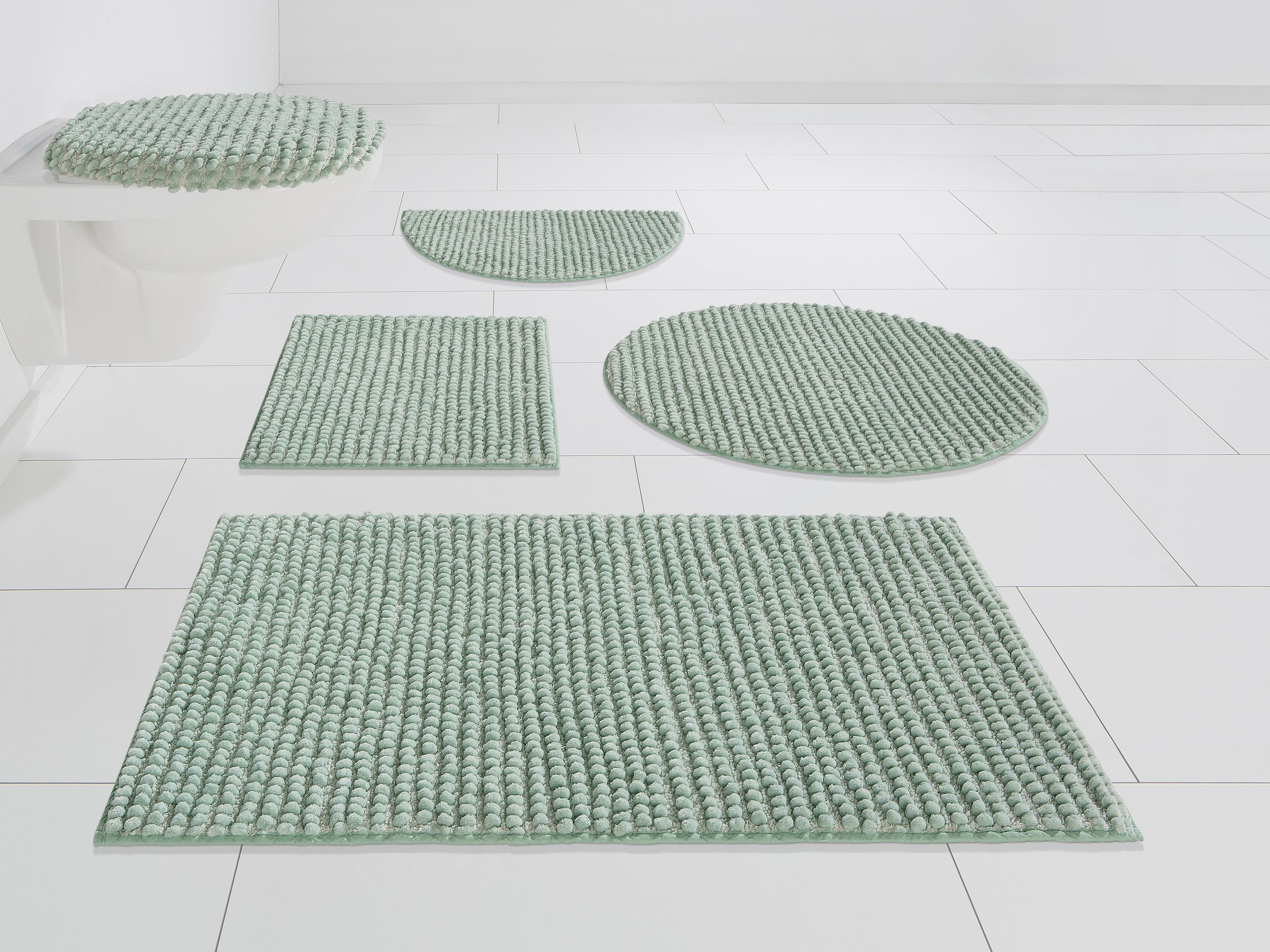 Image of my home Badematte "Renat, Badvorleger, Badezimmer Teppich, Scandi" Höhe 15 mm fussbodenheizungsgeeignet schnell trocknend strapazierfähig Badteppich, Badgarnitur, Chenille-Optik, auch als 3 tlg. Set