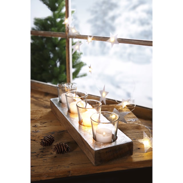 Creativ deco Teelichthalter »Weihnachtsdeko, Adventsleuchter«, aus massivem  Holz, weiss gewischt, Länge ca. 35 cm bequem kaufen
