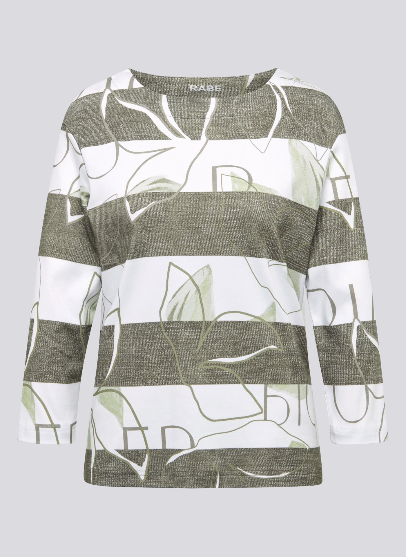 Rabe 3/4-Arm-Shirt, mit Blockstreifen und grafischem Print