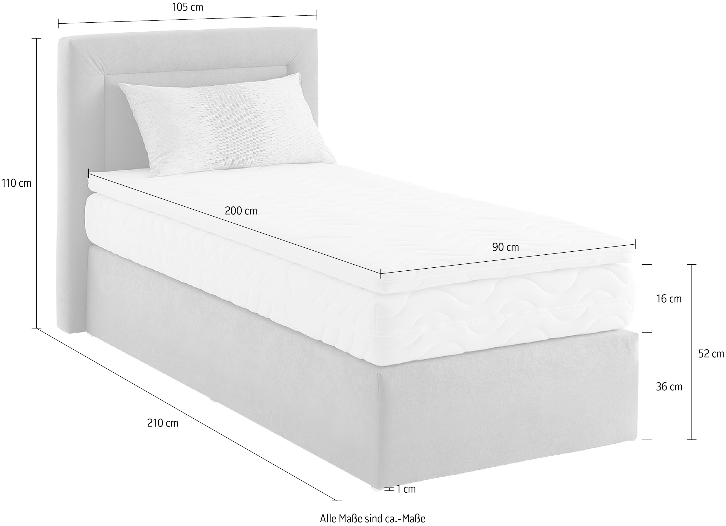 Westfalia Schlafkomfort Lit boxspring wahlweise mit Bettkasten und Topper