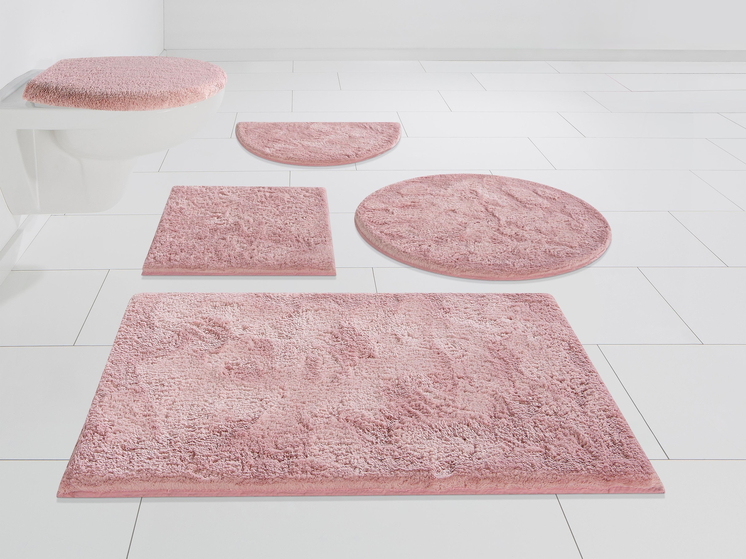 my home Badematte »Jos, Badvorleger, Badezimmer Teppich«, rutschhemmend beschichtet, fussbodenheizungsgeeignet-schnell trocknend, Badematten in Pastell-Farben, Badteppich als 3 teiliges Set erhältlich