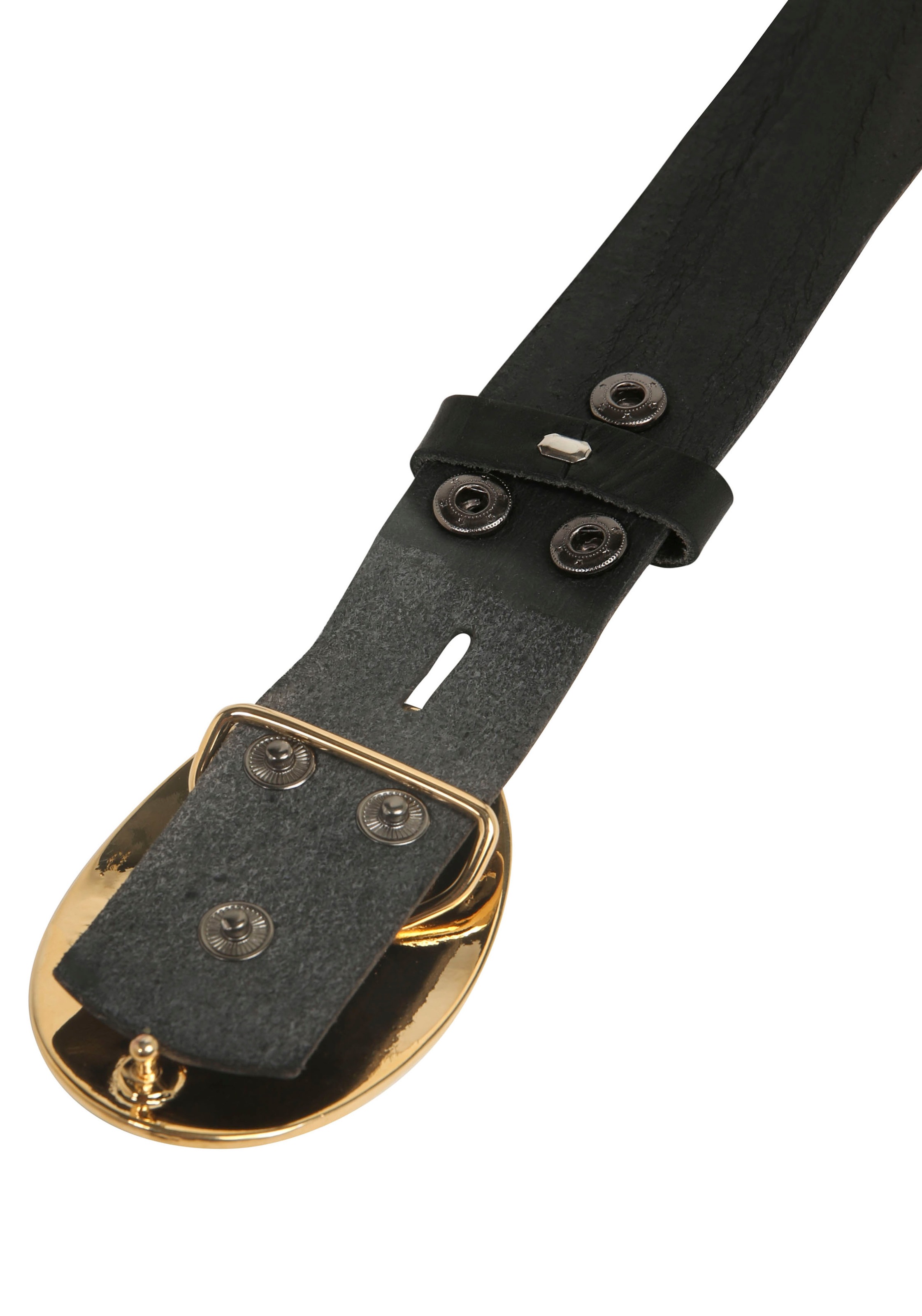 Rettungsring Gürtel Ledergürtel mit austauschbarer Schliesse »Welt Schwarz/Gold«