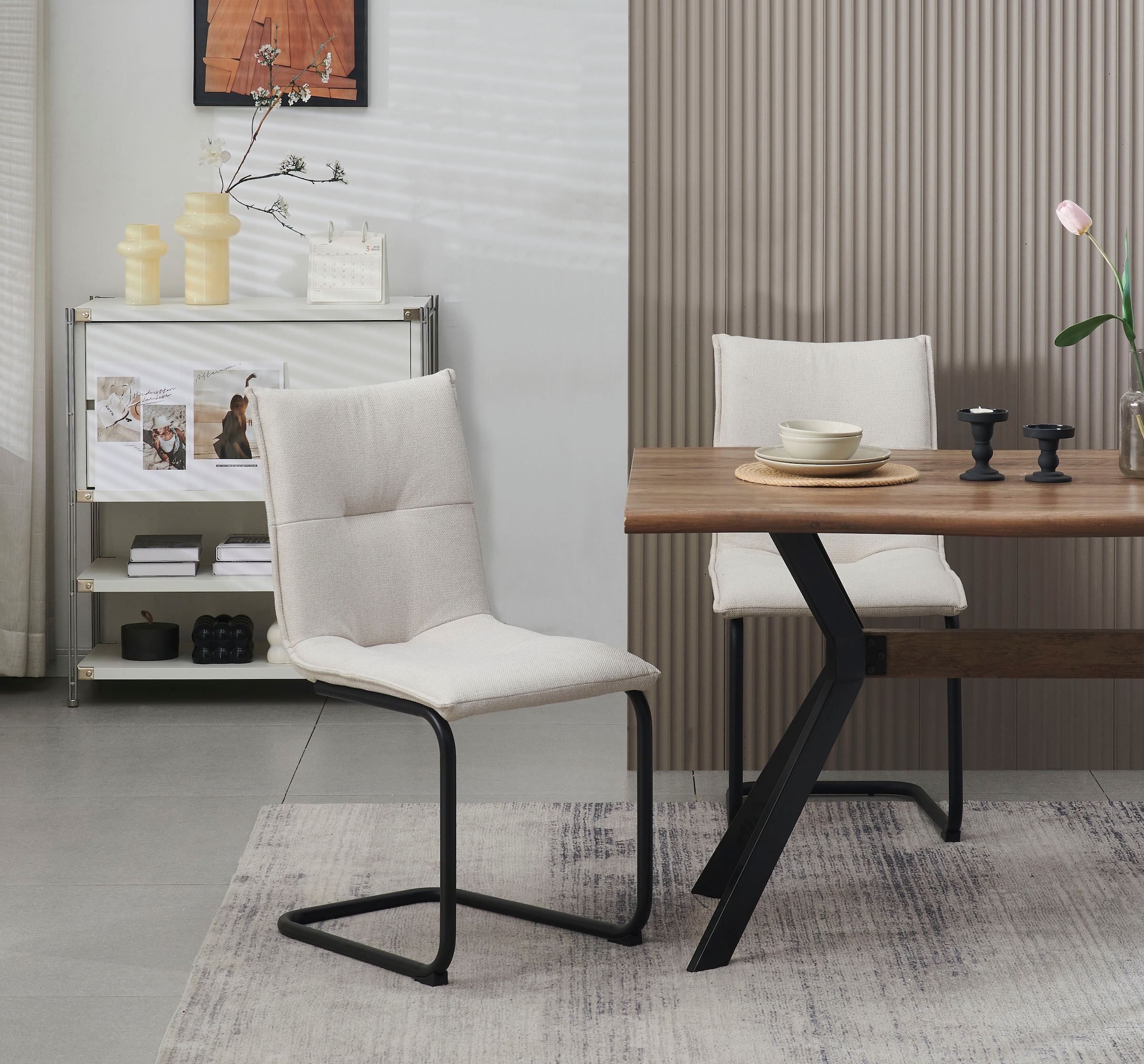 Home affaire Esszimmerstuhl »SARNIA, 2er Set, mit Metallgestell in matt schwarz« (Set) 2 Stk.in verschiedenen Farben, Belsatbarkeit pro Stuhl 120 kg