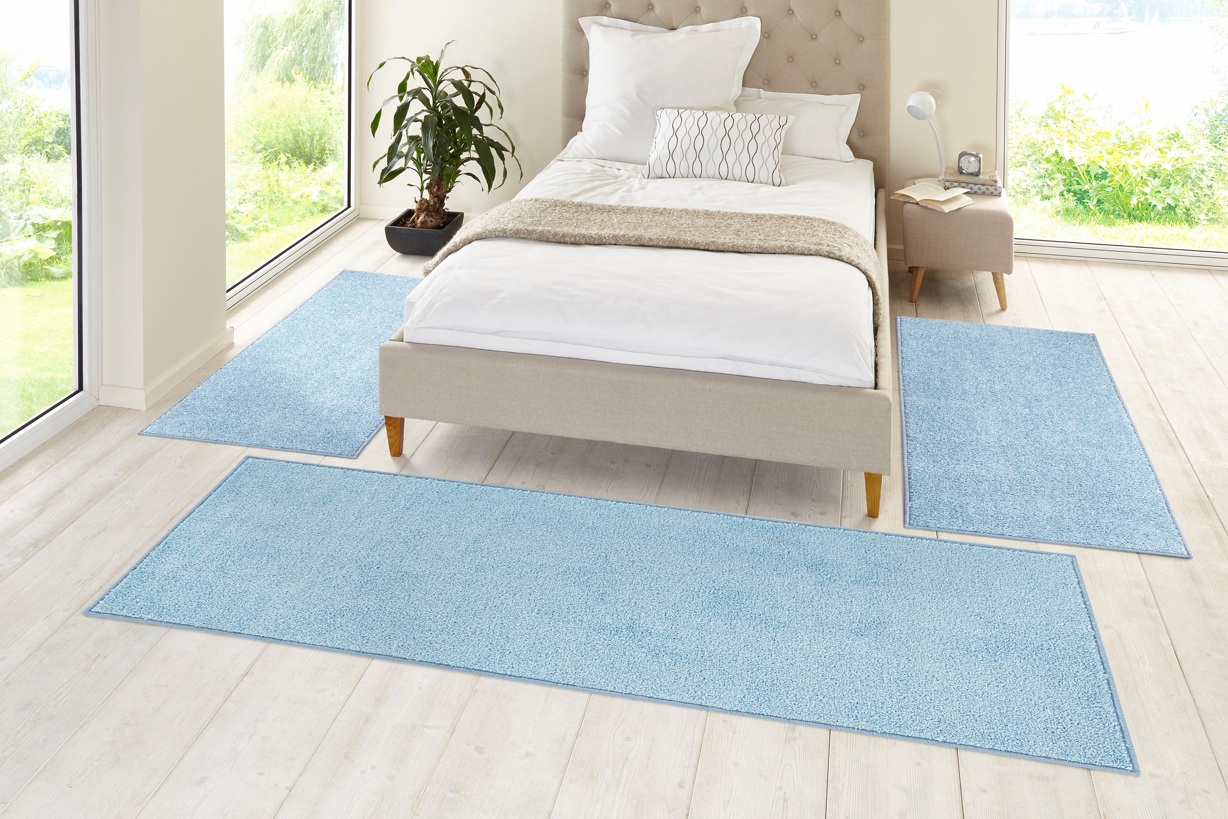 Image of HANSE Home Bettumrandung »Pure 100«, (3 tlg.), Weicher Flor, Unifarben, Bettvorleger, 3-Teiliger Läufer-Set für das Schlafzimmer, ringsum gekettelt, Pflegeleicht bei Ackermann Versand Schweiz