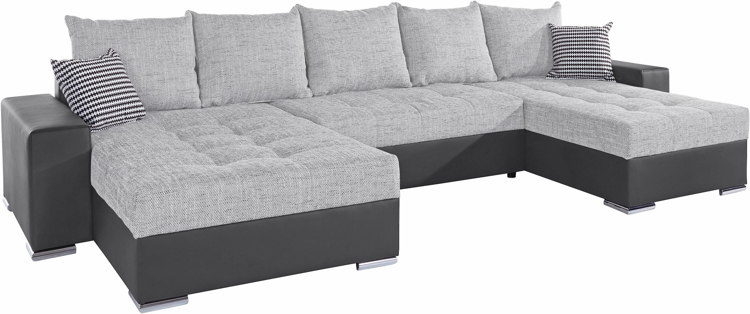 COLLECTION AB Wohnlandschaft »XXL-Josy U-Form, Breite 333 cm, mit 2 Recamieren 77 & 97 cm«, inkl. Bettfunktion, Bettkasten, mit 5 gleich grossen Rückenkissen