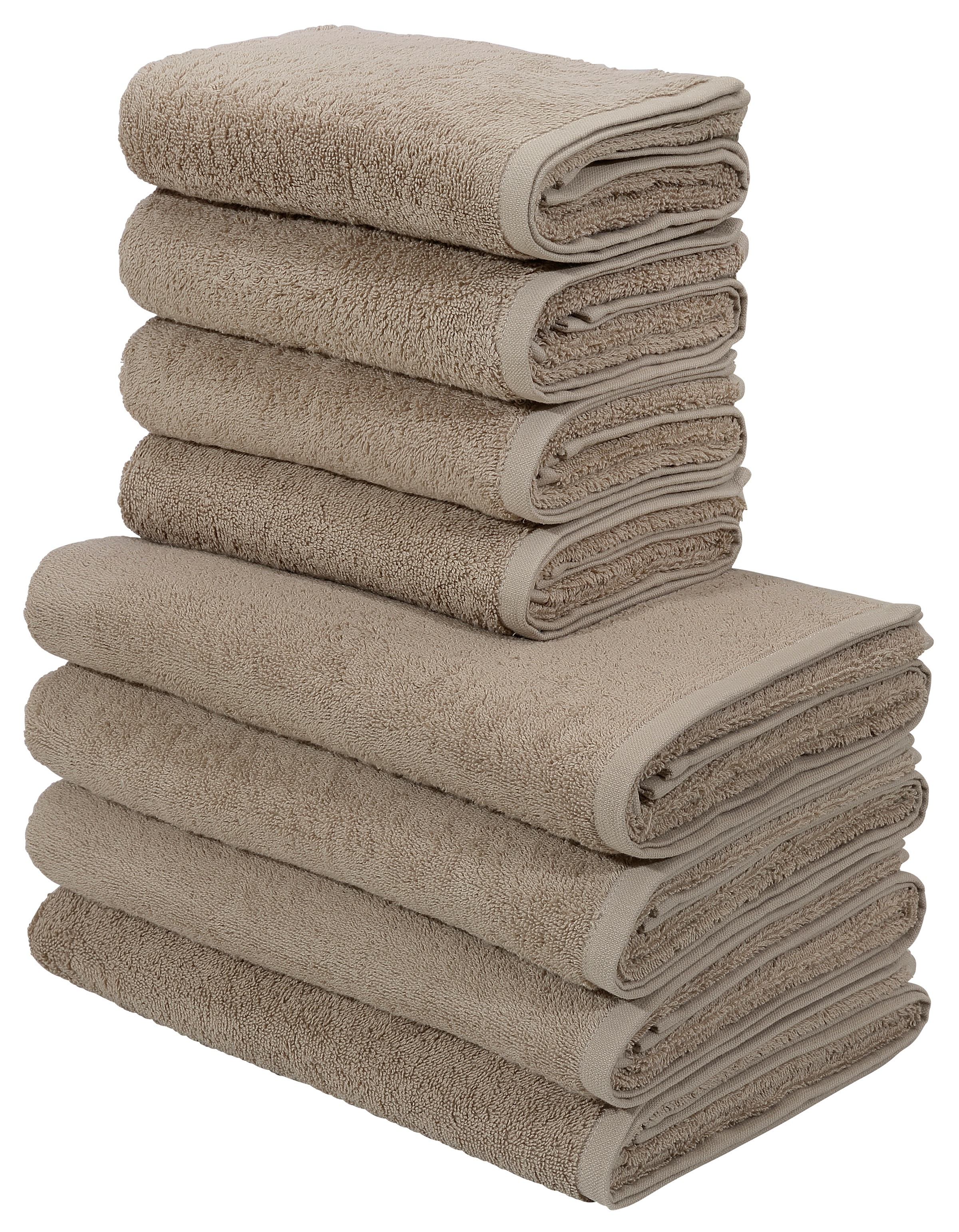 Image of GOODproduct Handtuch Set "Merida, 4 Duschtücher 70x140cm, 4 Handtücher 50x100cm" 8 Frottier kuschelig weich, einfarbig, 100% Baumwolle