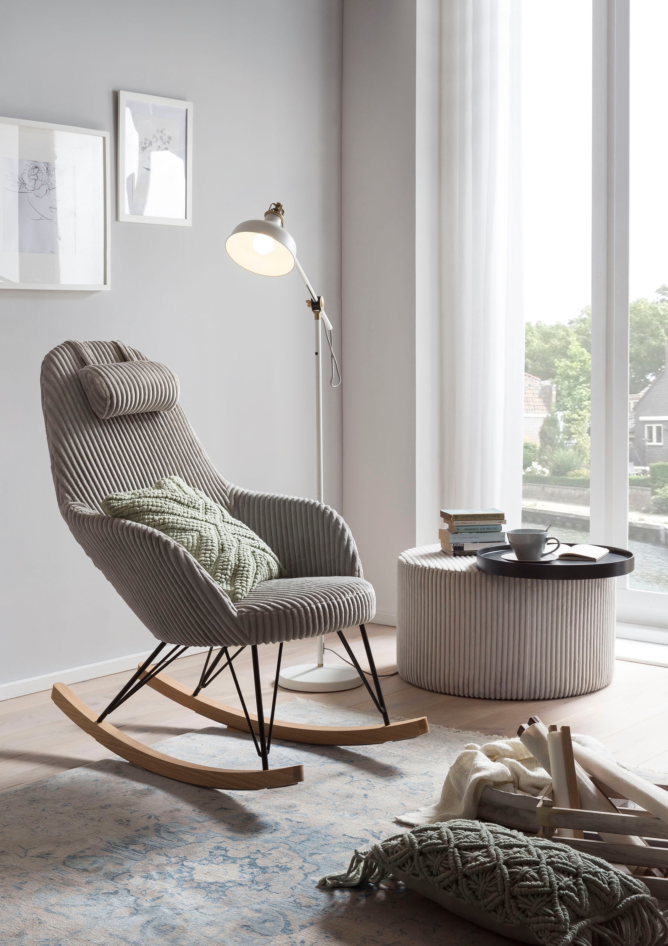 Image of SalesFever Schaukelstuhl, Strukturstoff-Polyester, Bezug in moderner Cord-Optik bei Ackermann Versand Schweiz