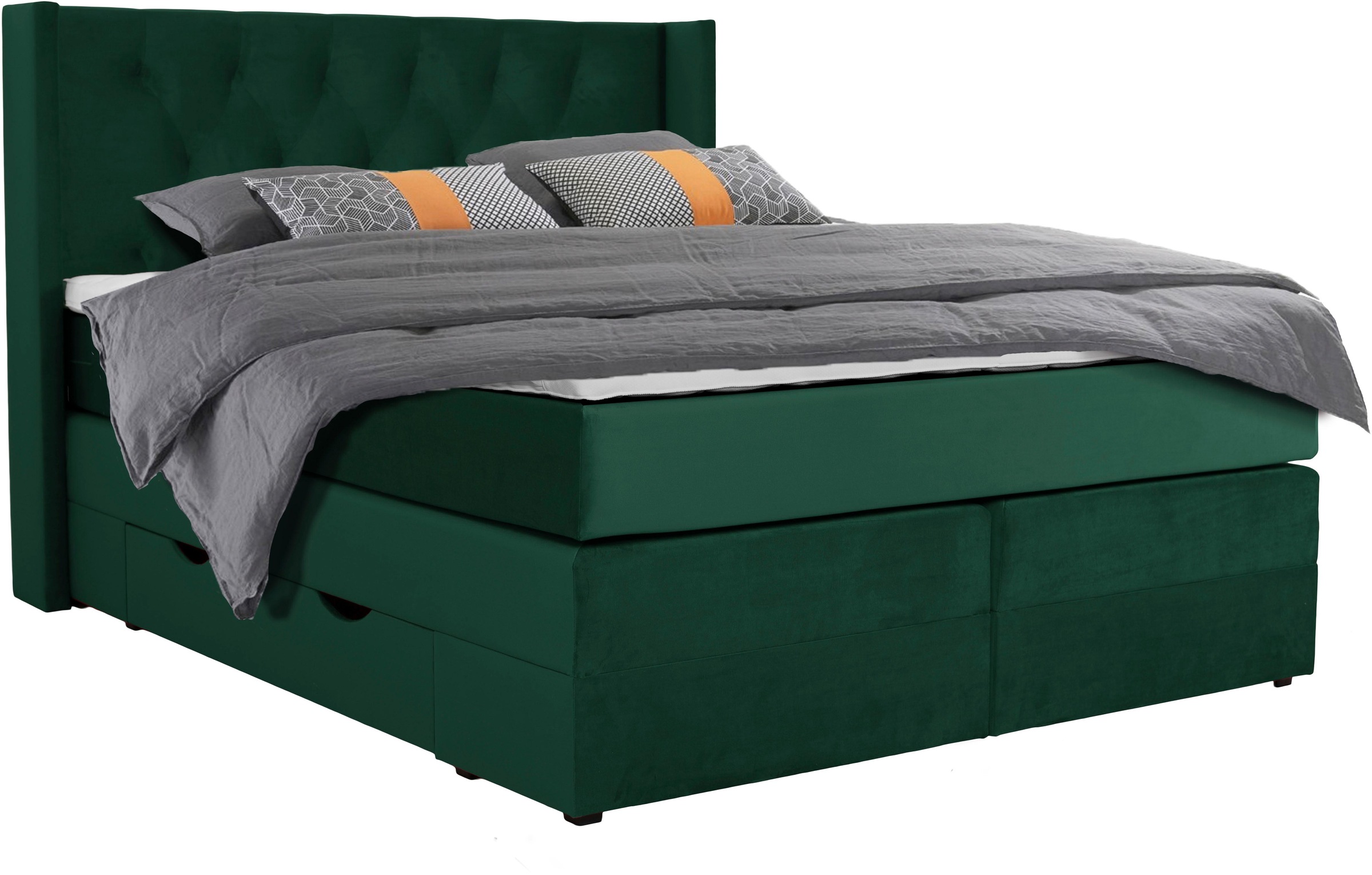 Home affaire Lit boxspring »Elegance« avec belle capitonnage à boutons, en fermeté H2 & H3, incl. tiroirs