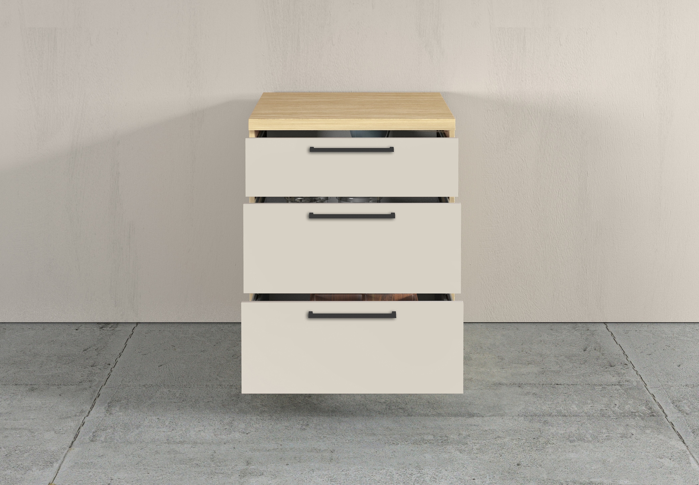 KOCHSTATION Armoire basse »Luna, Küchenunterschrank, Unterschrank mit Schubladen, Made in Italy« B/T/H: 60 × 60 × 85 cm, mit 3 Schubkästen, 3,5 cm starke Oberplatte