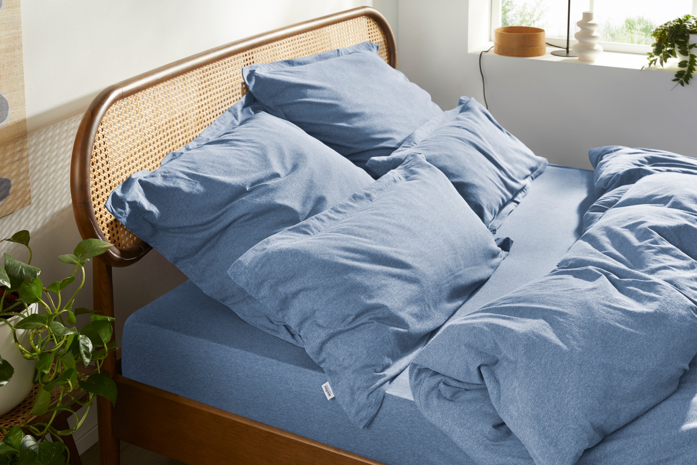 andas Draps de lit »Valje in Gr. 90x200, 140x200 oder 180x200 cm« Baumwolle, für Matratzen bis 25 cm Höhe, Bettlaken in Melange-Optik