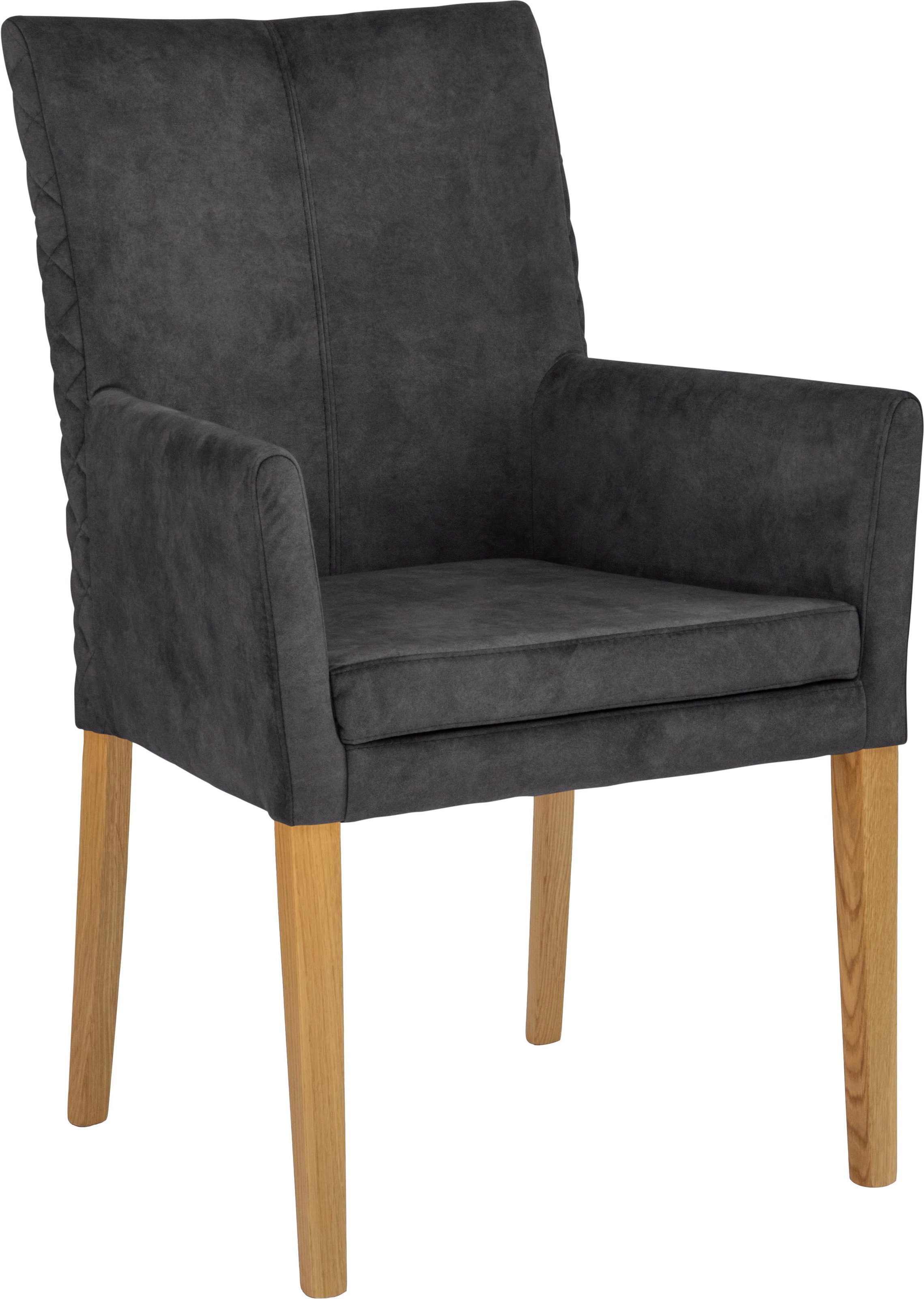 Image of Leonique Armlehnstuhl »Vence«, (Set), 1 St., Samtvelours, mit Rautensteppung in der Rückenlehne, Beine aus massiver Eiche, in Samtoptik bei Ackermann Versand Schweiz