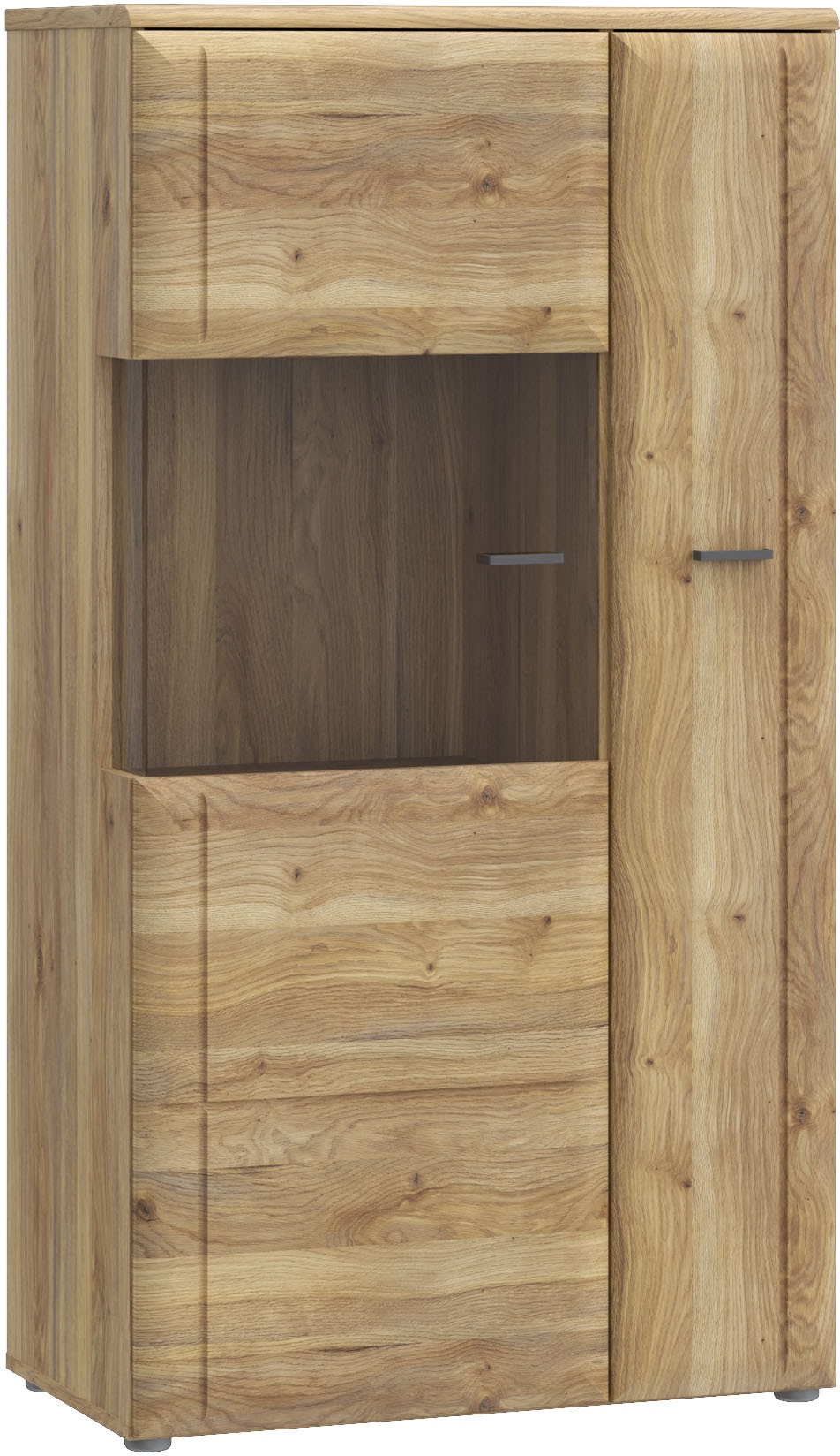 FORTE Vitrine »Akinori« B/H/T 75,1/140/41,8 cm,  Highboardvitrine, Glastüre , Soft Close, MDF Front