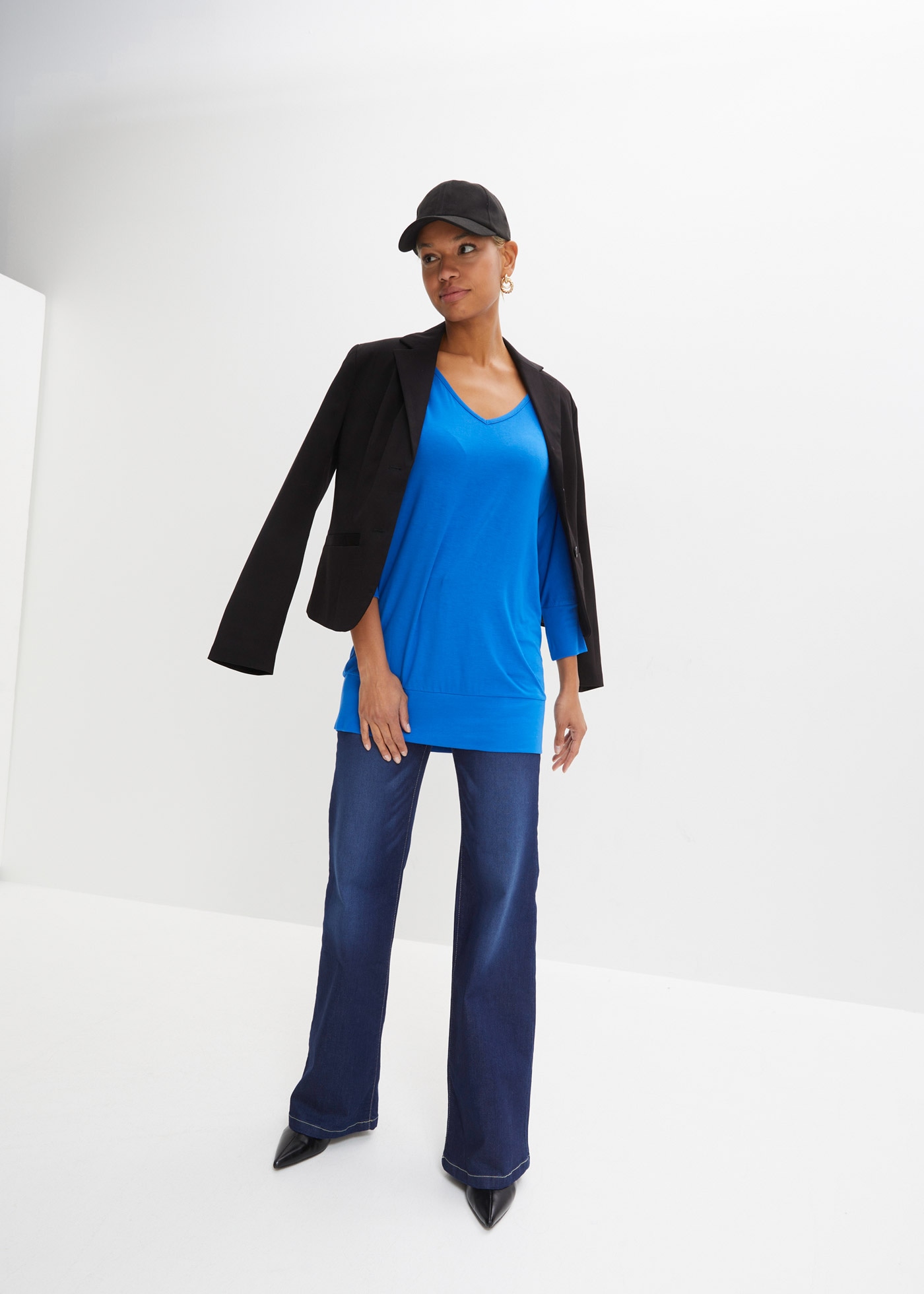 bonprix T-shirt oversize »Oversized-Shirt aus fliessender Viskose« weite Passform, 3/4-Ärmel, weiter Ausschnitt, aus Viskose