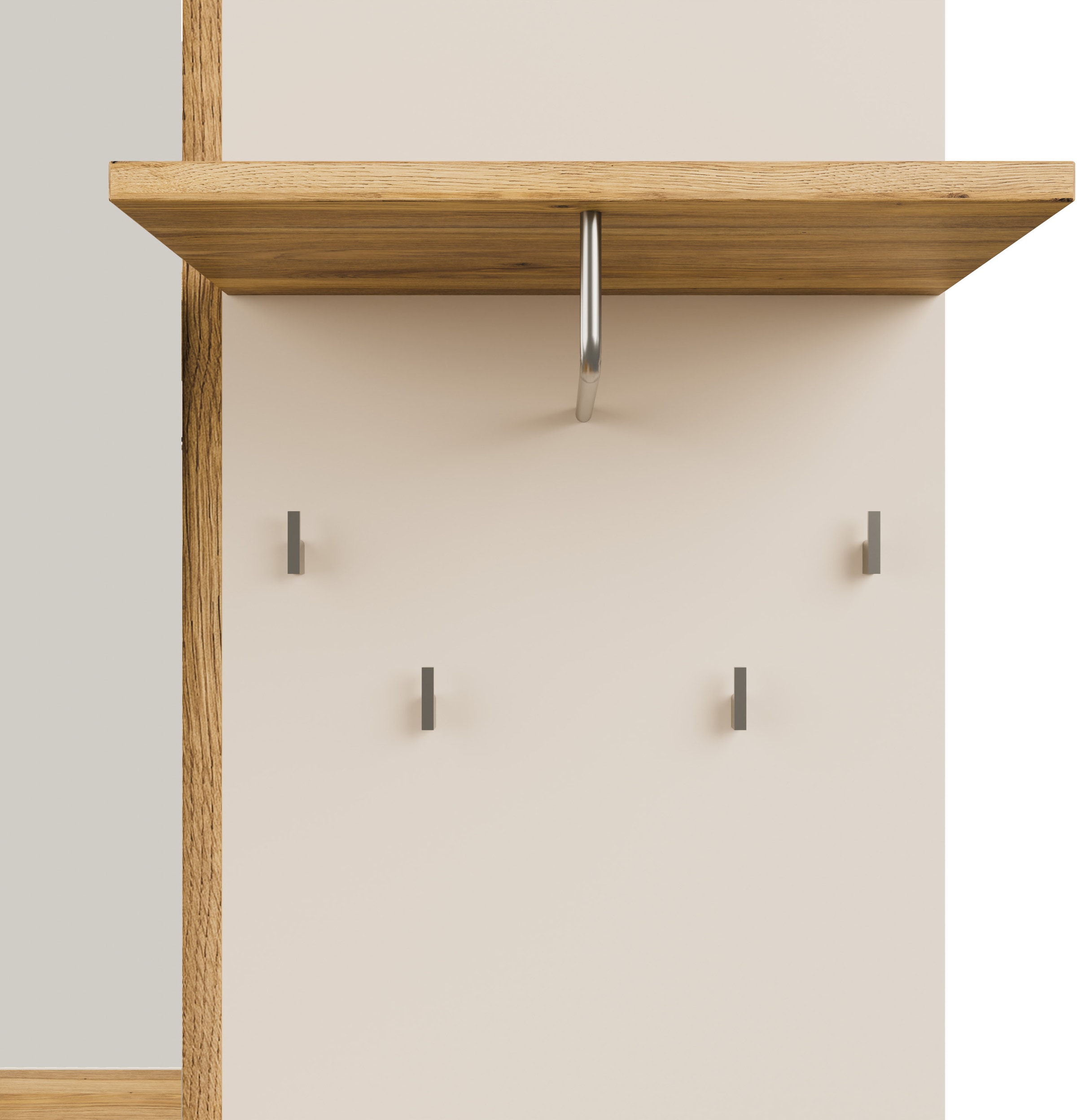 FORTE Kompaktgarderobe »Oak Squere Garderobe, 1 Türe, 1SK, 1 Klappe« B/H/T 108,4 /195,9/41,7 cm Spiegel, Haken, Kleiderstange