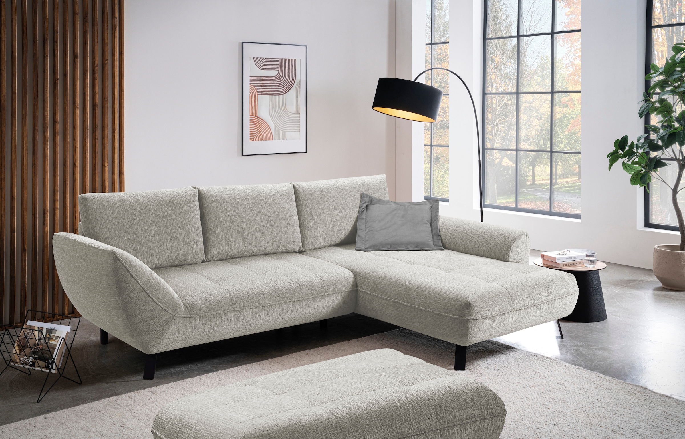 Image of exxpo - sofa fashion Ecksofa "Bellini, Materialmix oder komplett Struktur, Breite 268cm, bequem" bequem und modern, Chenille-Struktur Bezug, L-Form