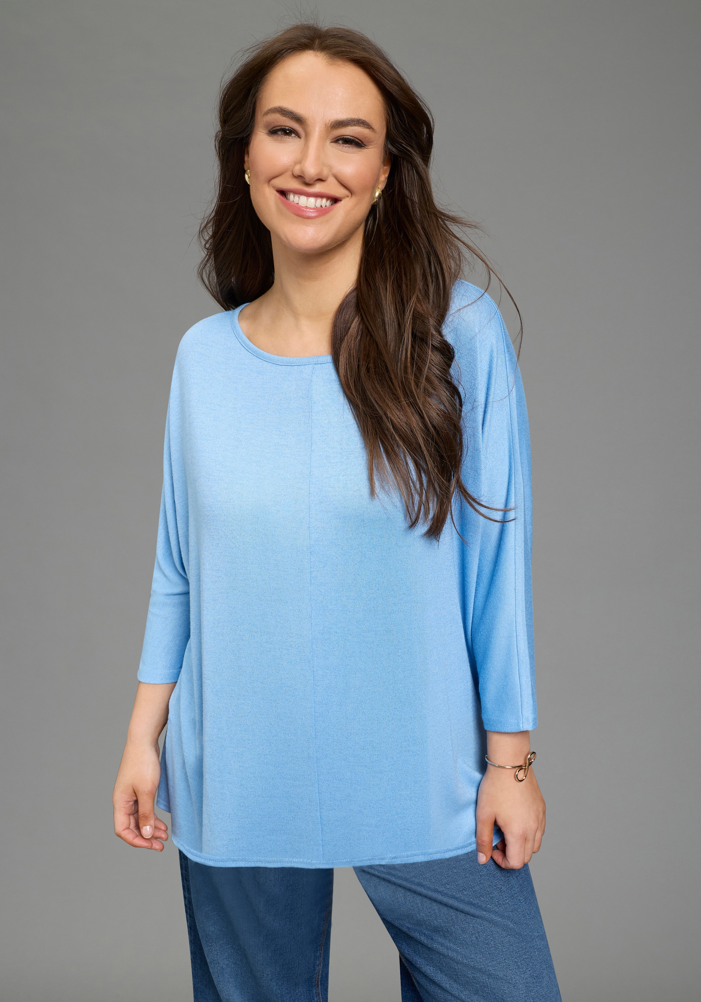 Image of Laura Scott CURVE 3/4 Arm-Pullover "Grosse Grössen" leichter Jerseystrick mit fliessender, figurschmeichelnder Passform