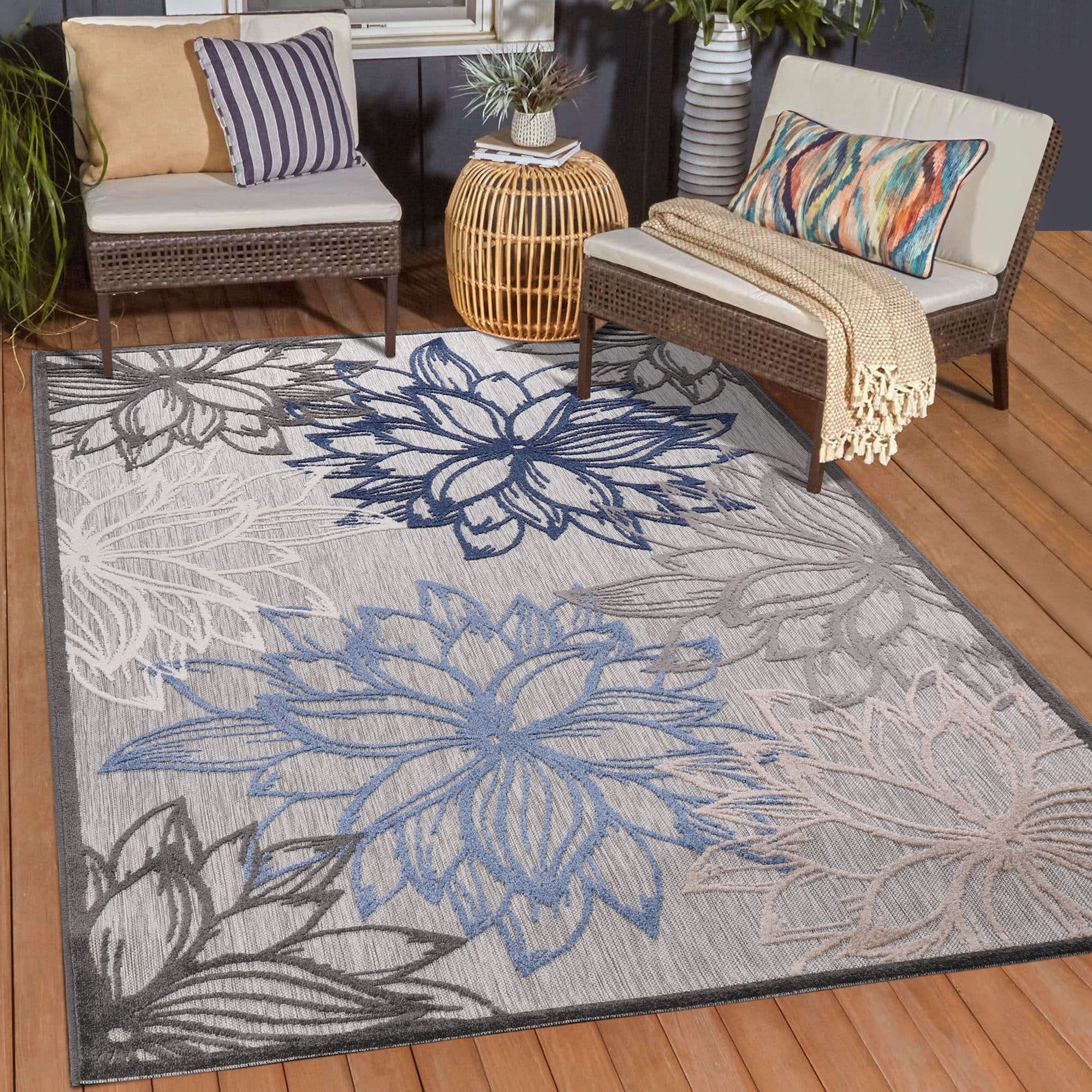 Sanat Teppich »Floral 2 Outdoor«, rechteckig, In- und Outdoor geeignet,  Blumen, Balkon, Terrasse, Aussenbereich günstig kaufen | Kurzflor-Teppiche