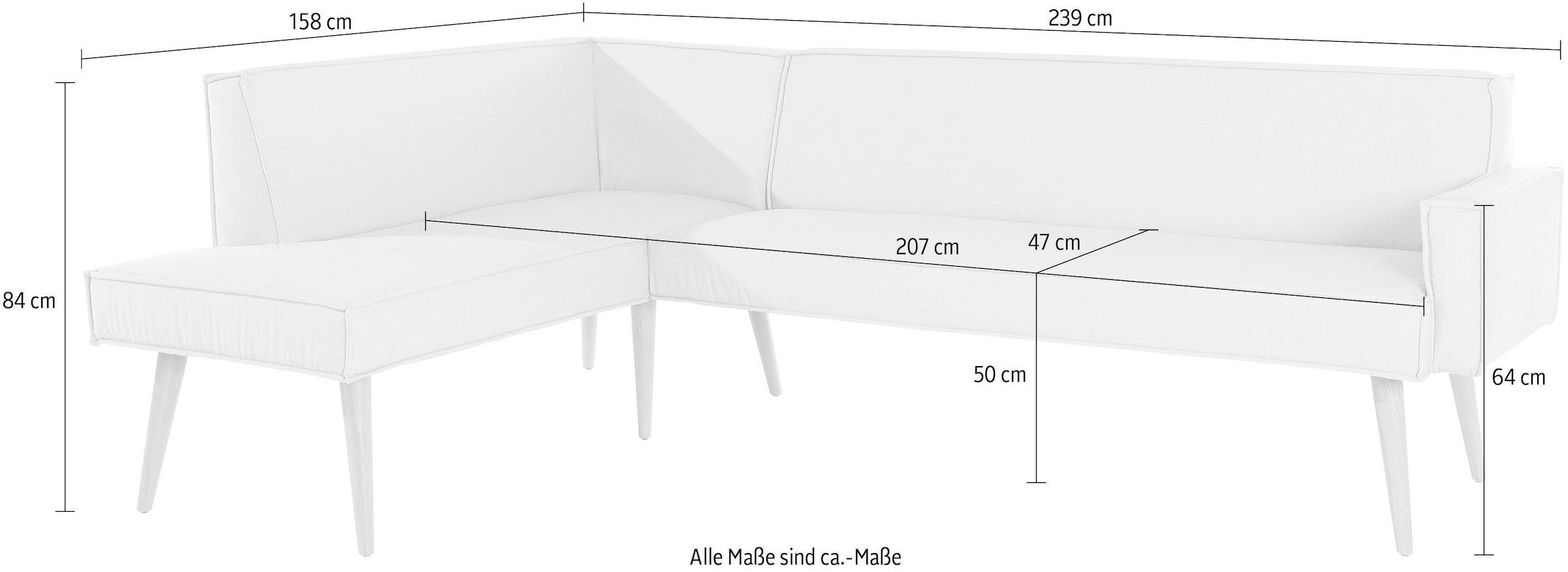 exxpo - sofa fashion Eckbank »Lungo, moderne Kedernaht, bequem und elegant, hoher Holzfuss«, hochwertige Detailverarbeitung, frei im Raum stellbar