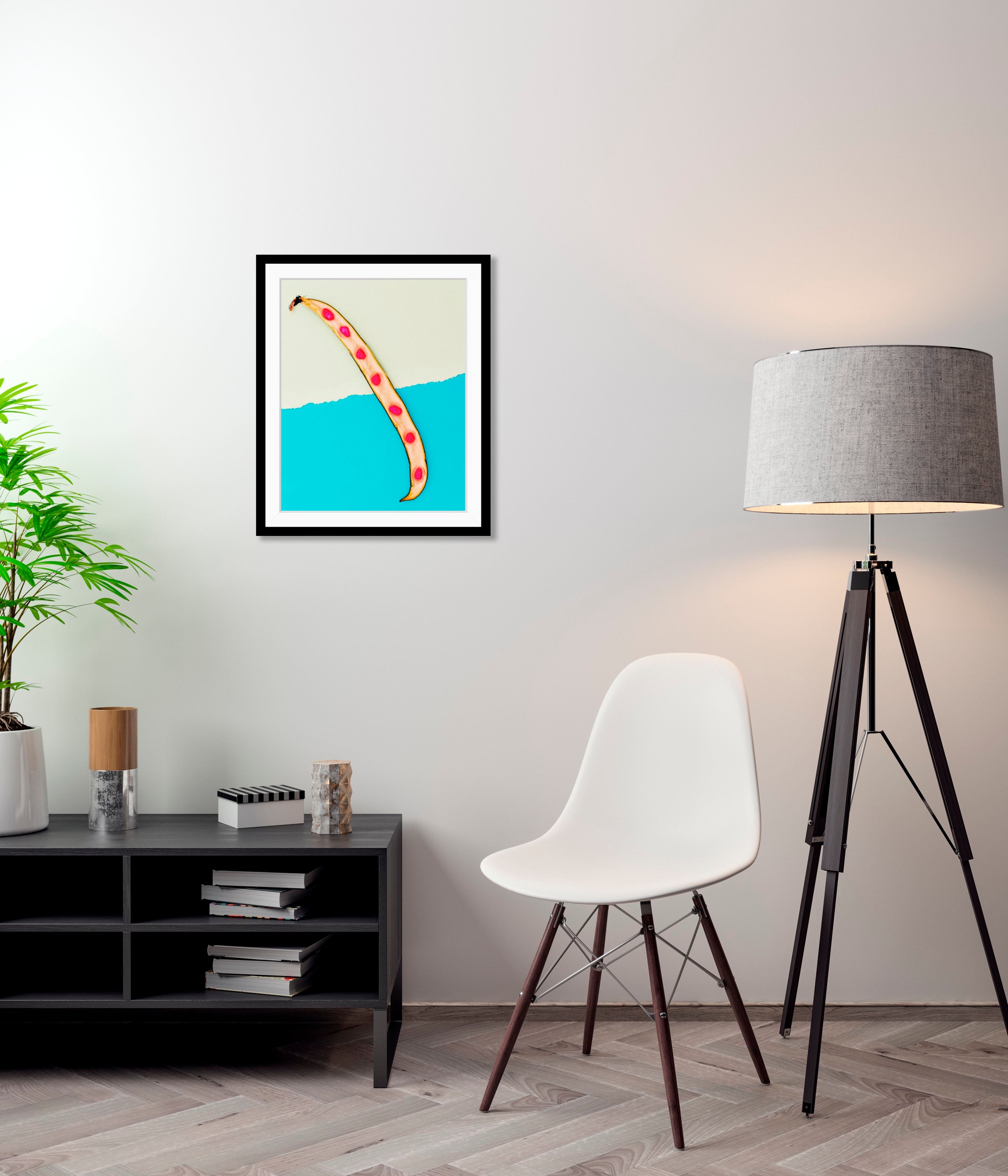 Image of queence Bild "Edgar" Essen Figuren Kunst Lebensmittel Obst Obst Bilder 1 Stk. tlg. HD Premium Poster-Druck inkl. Holzrahmen