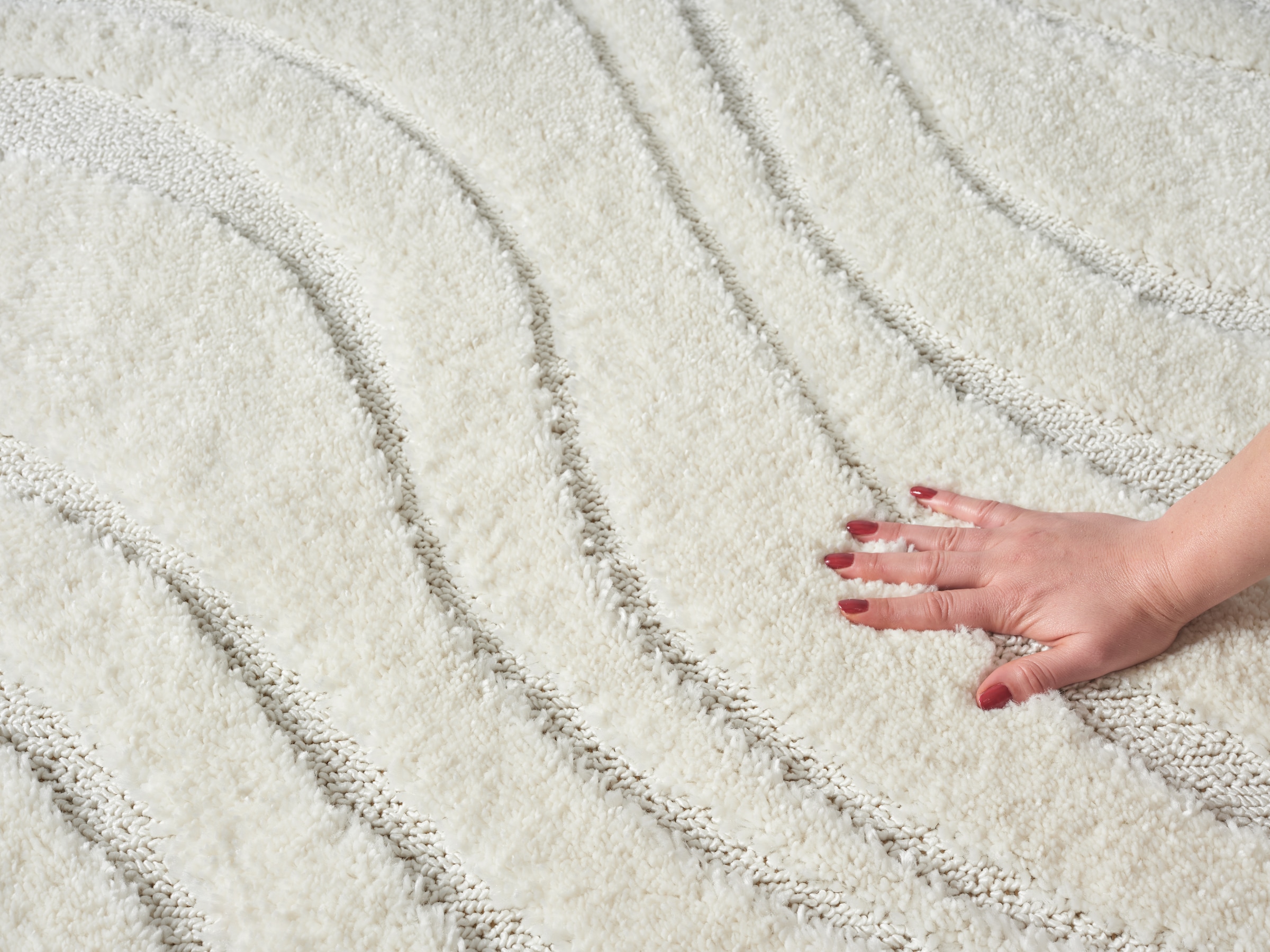 homsy by Ana Johnson Tapis »Waavy mit Fransen, Wellen Design« Rectangulaire 20 mm Höhe Boho, 3D Optik, Scandi, Hoch-Tief, Wohnzimmer, Schlafzimmer