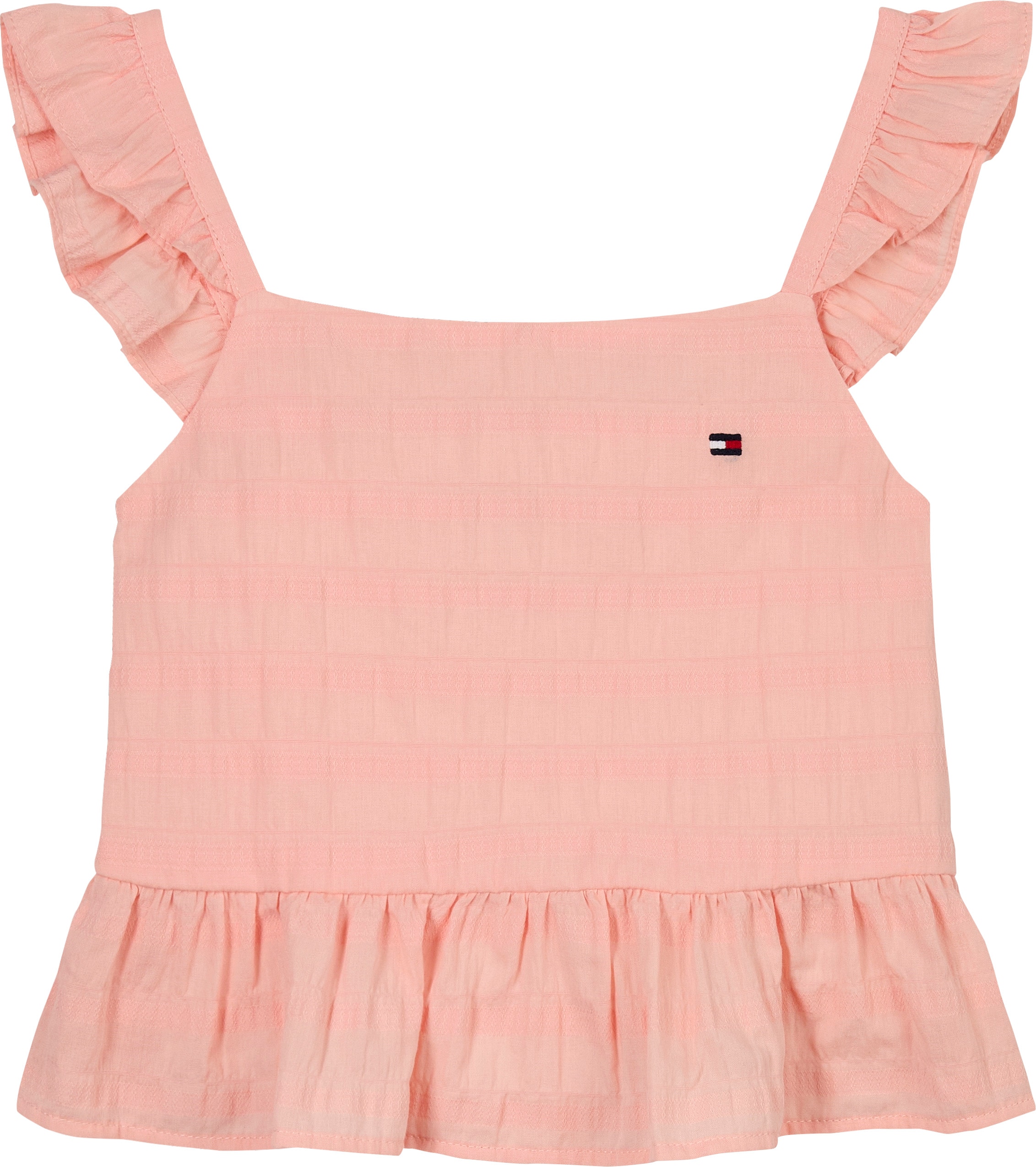 Tommy Hilfiger Trägertop »TEXTURED COTTON TOP SLVLS« mit Stickerei, mit Rüschen