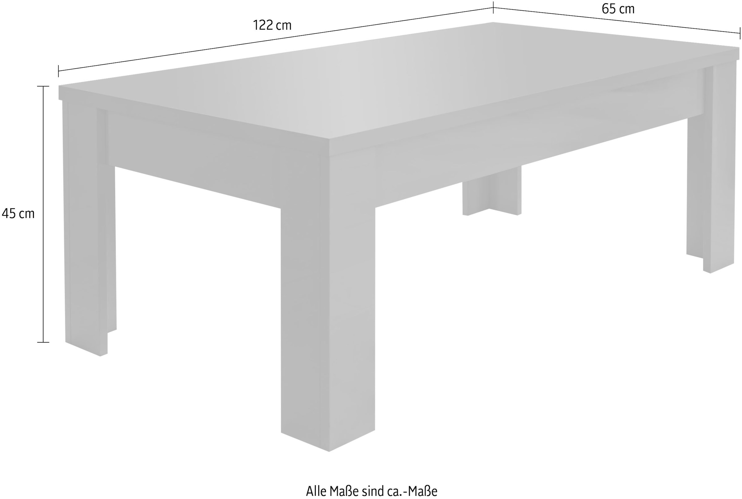 INOSIGN Couchtisch »Dama 122 x 65 cm, Wohnzimmertisch mit Winkelfuss«, Sofatisch, rechteckig, Tischplattenstärke 22 mm