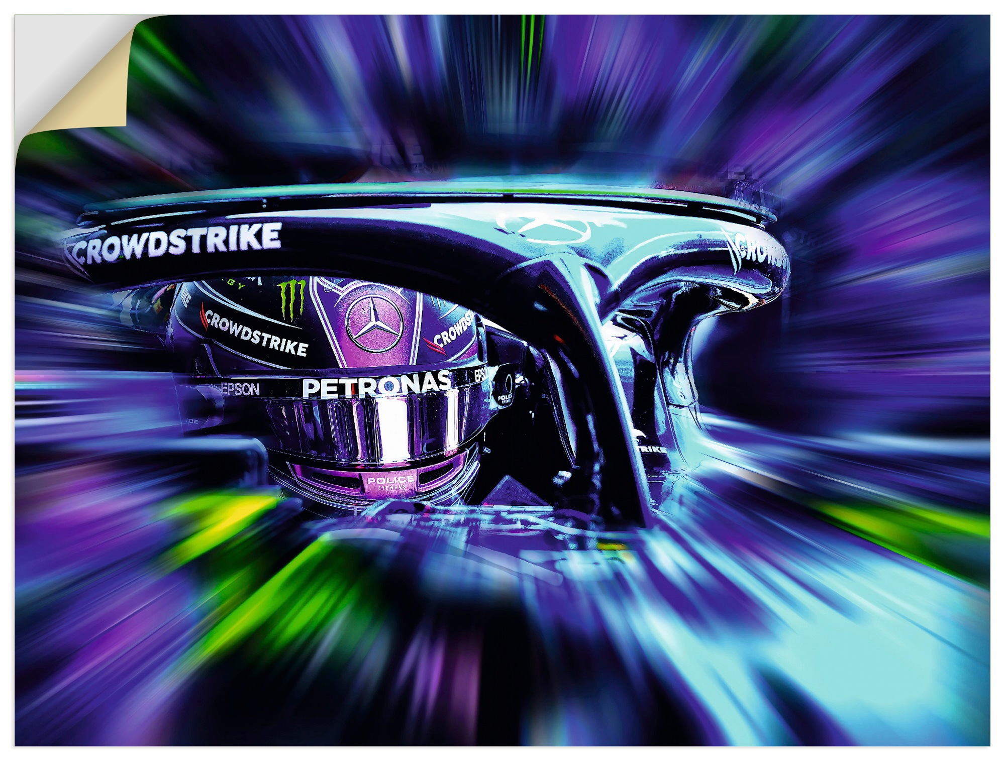 Image of Artland Wandbild "LH44 - Hamilton in kreativen Farben" Funsport 1 Stk. tlg. als Alubild, Leinwandbild, Poster, Wandaufkleber in verschied. Grössen