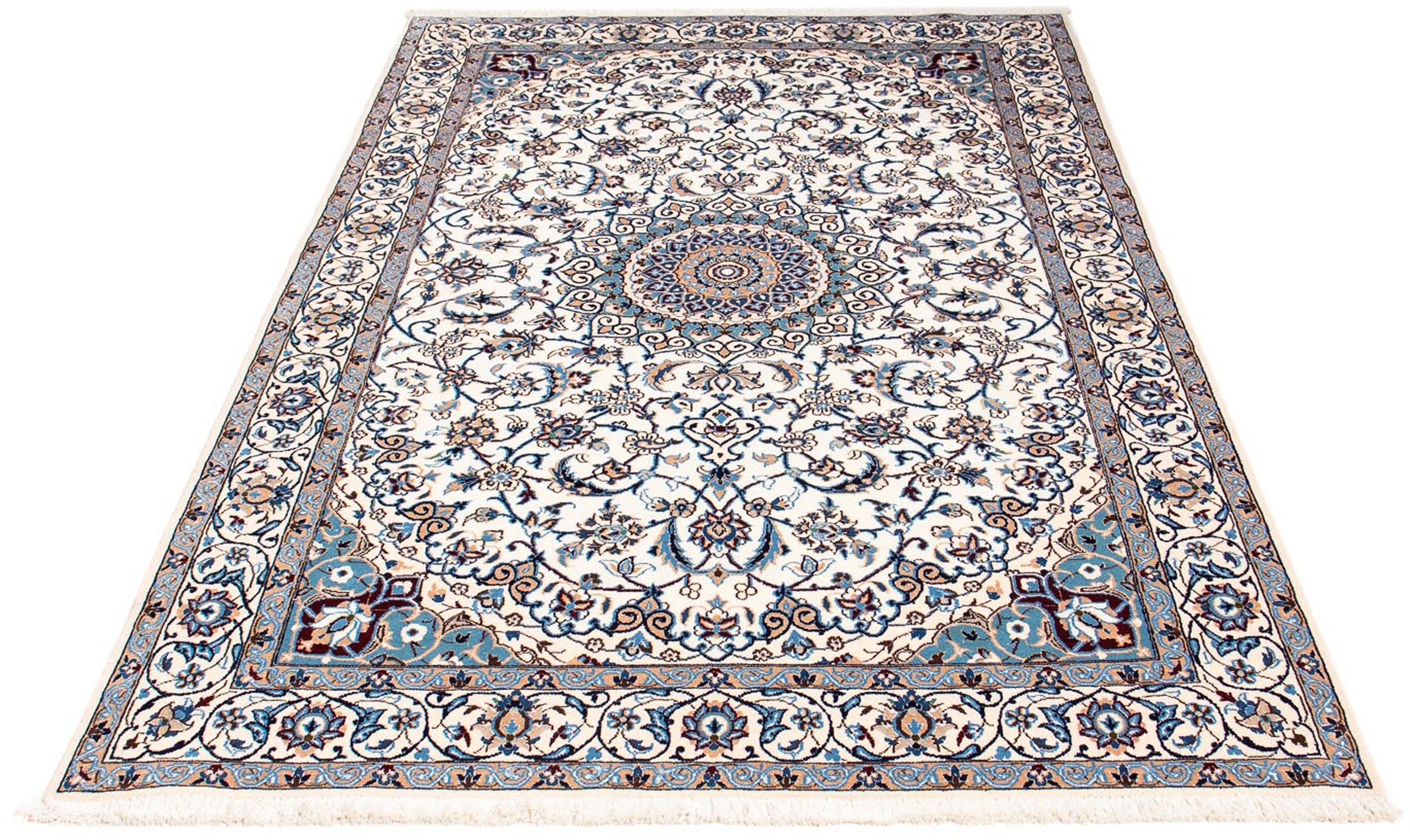 Image of morgenland Orientteppich »Perser - Nain - Premium - 202 x 128 cm - beige«, rechteckig, 6 mm Höhe, Wohnzimmer, Handgeknüpft, Einzelstück mit Zertifikat bei Ackermann Versand Schweiz