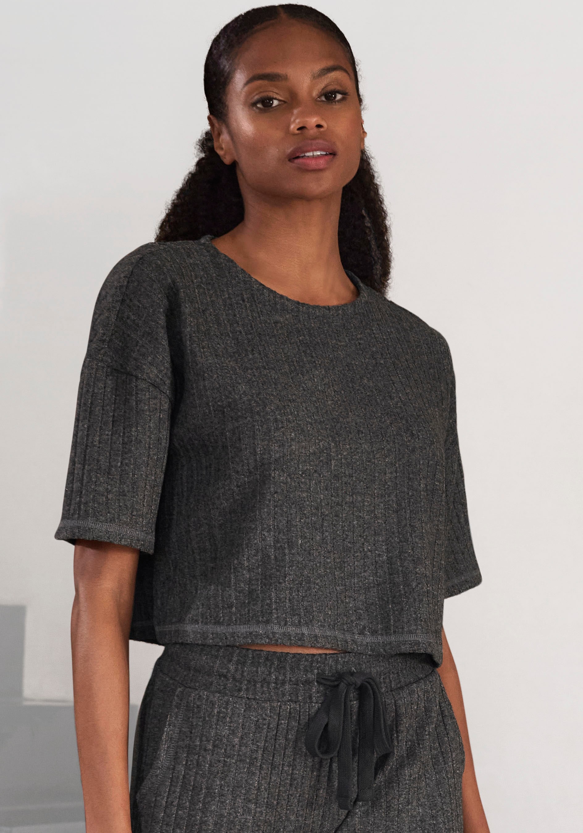 Image of LASCANA 3/4-Arm-Shirt Lounge-/Strickshirt aus weichem Strick, Loungewear