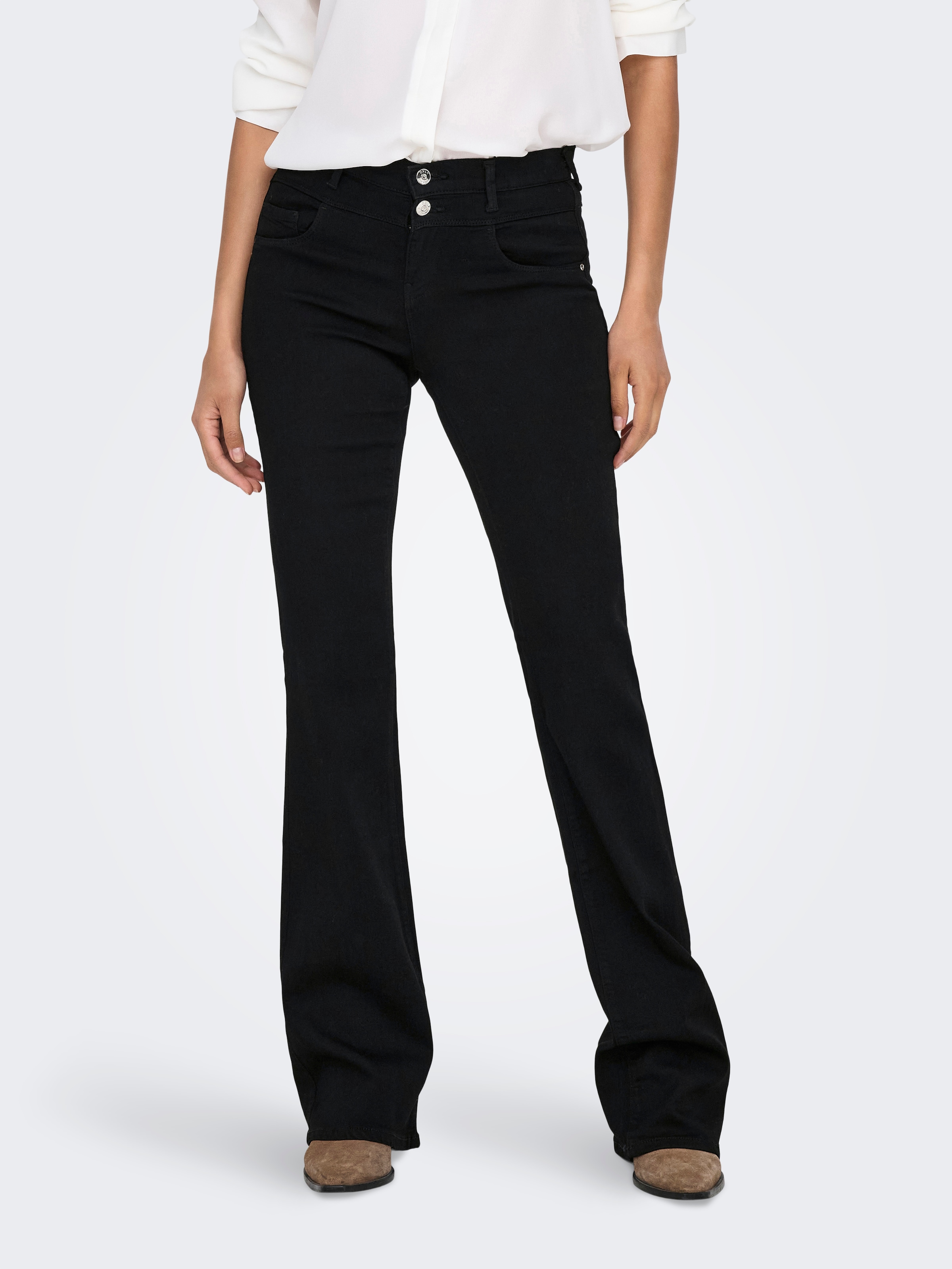 Image of ONLY Bootcut-Jeans "ONLRAIN MID FRONT YOKE FLARED DNM BOX X"