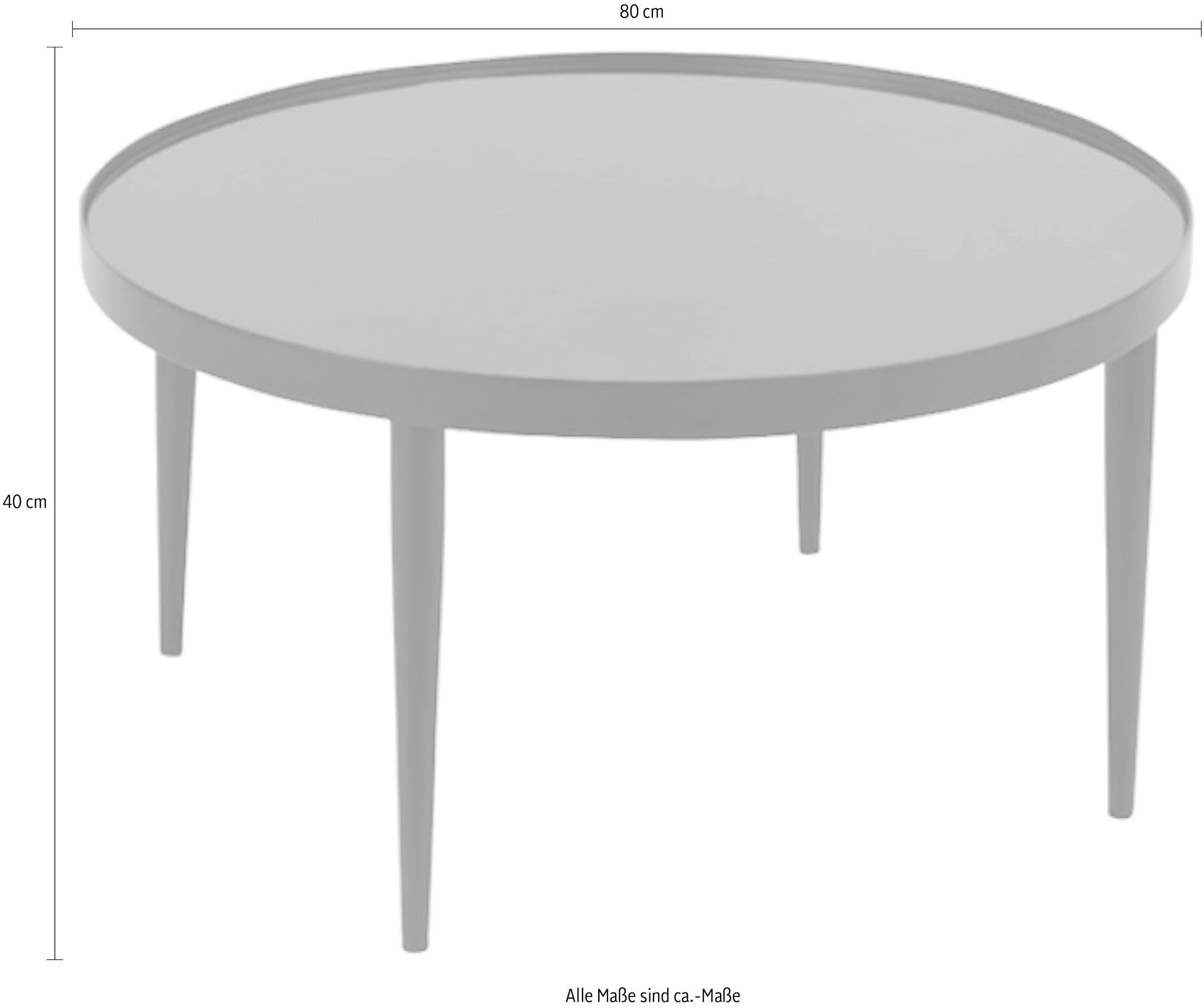 HELA Couchtisch »RON«, Couchtisch rund; Glasplatte Schwarz; Vierfussgestell