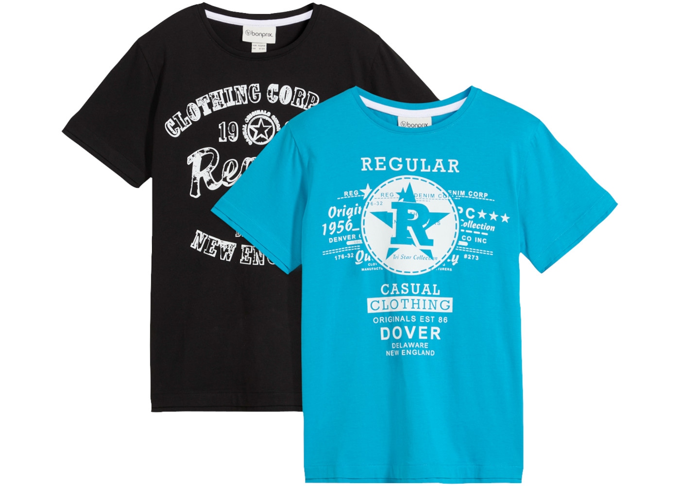 Image of bonprix T-Shirt Packung, 2er, 2 bequeme Passform, Kurzarm-Design, aus reiner Baumwolle