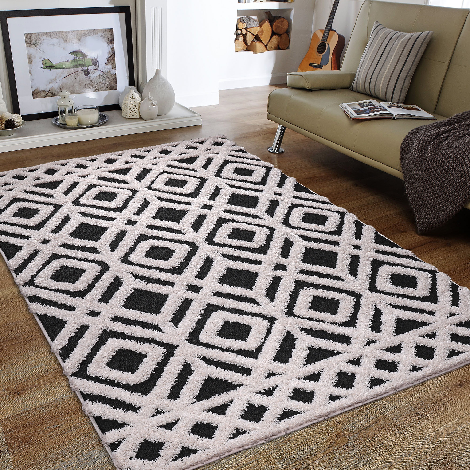 Image of Sanat Hochflor-Teppich "Luxus 3506, auch in Rund erhältlich" rechteckig 30 mm Höhe robuster Langflor, weich, Wohnzimmer, Schlafzimmer