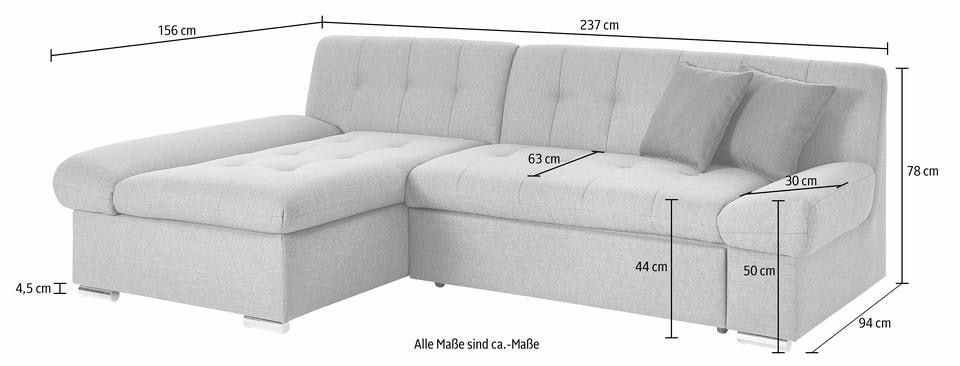 TRENDMANUFAKTUR Ecksofa »Reggae II, moderne Optik, Armteilverstellung, B/T 237/156cm, L-Form«, wahlweise mit Bettfunktion