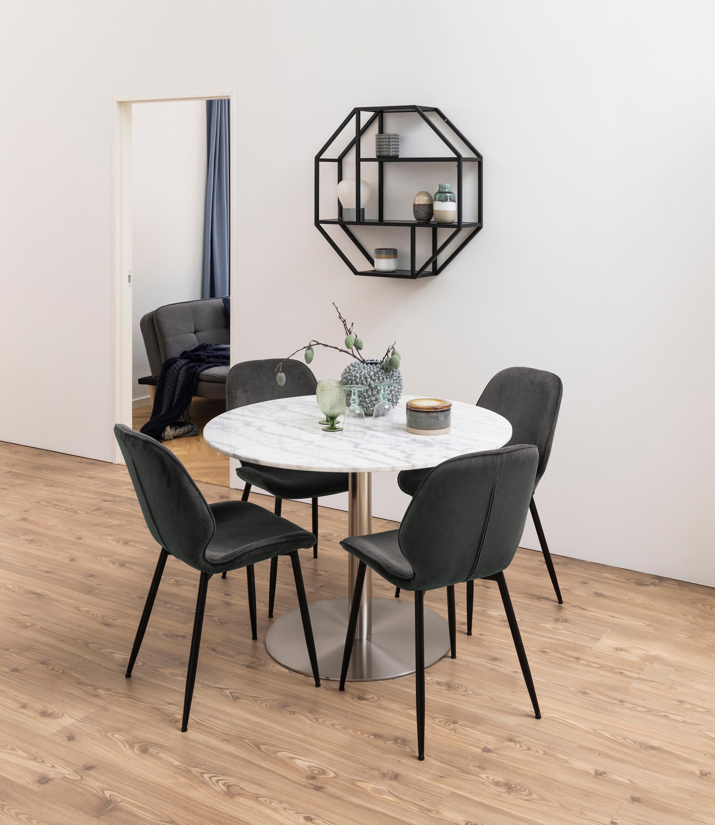 ACTONA GROUP Wandregal Metallgestell, 2 Einlegeböden, Achteckform und asymmetrischen Details