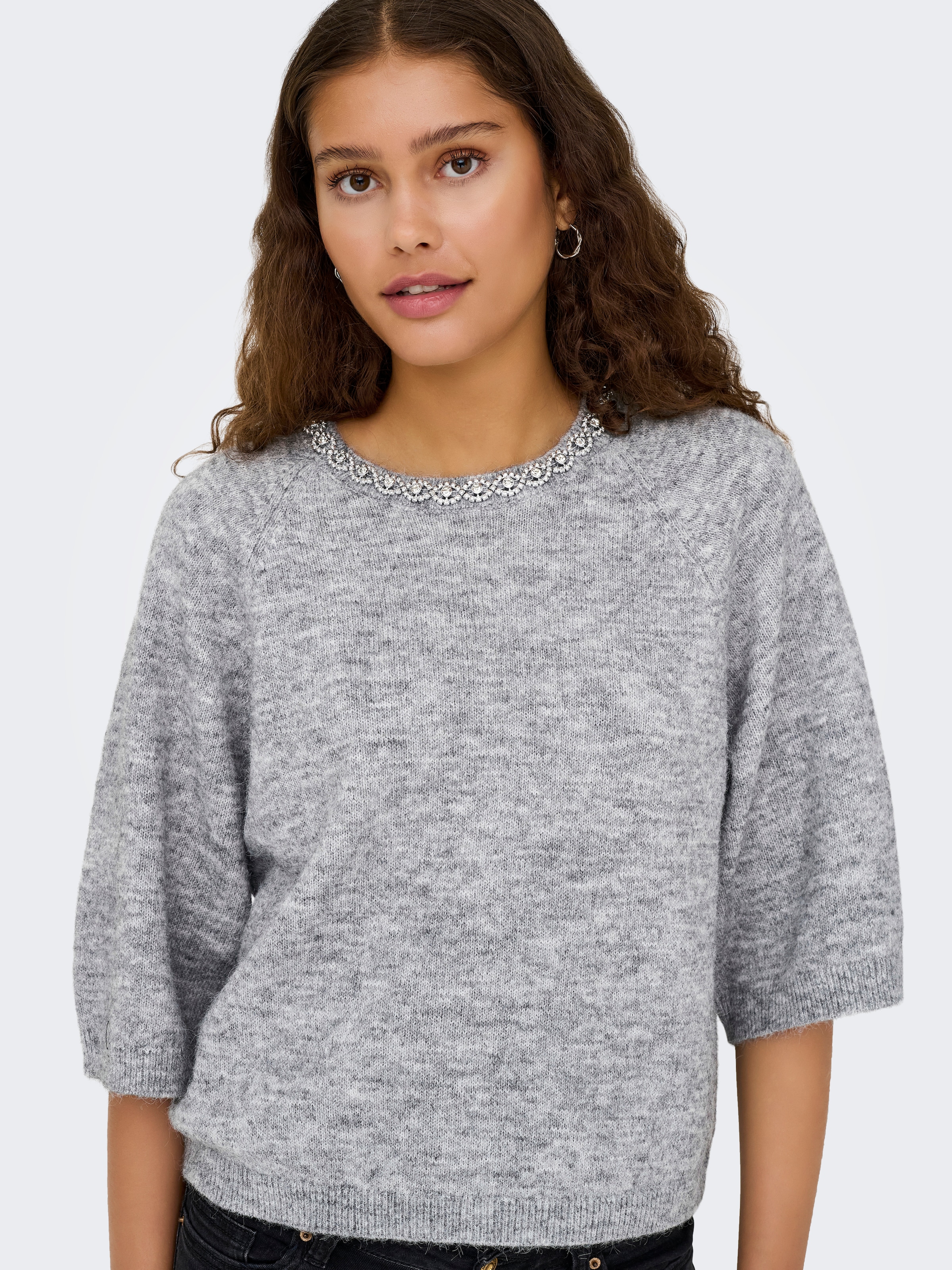 JDY Pull en tricot »JDYALVA LIFE 3/4 EMBELLISH PULL KNT NOOS« mélange de matériaux